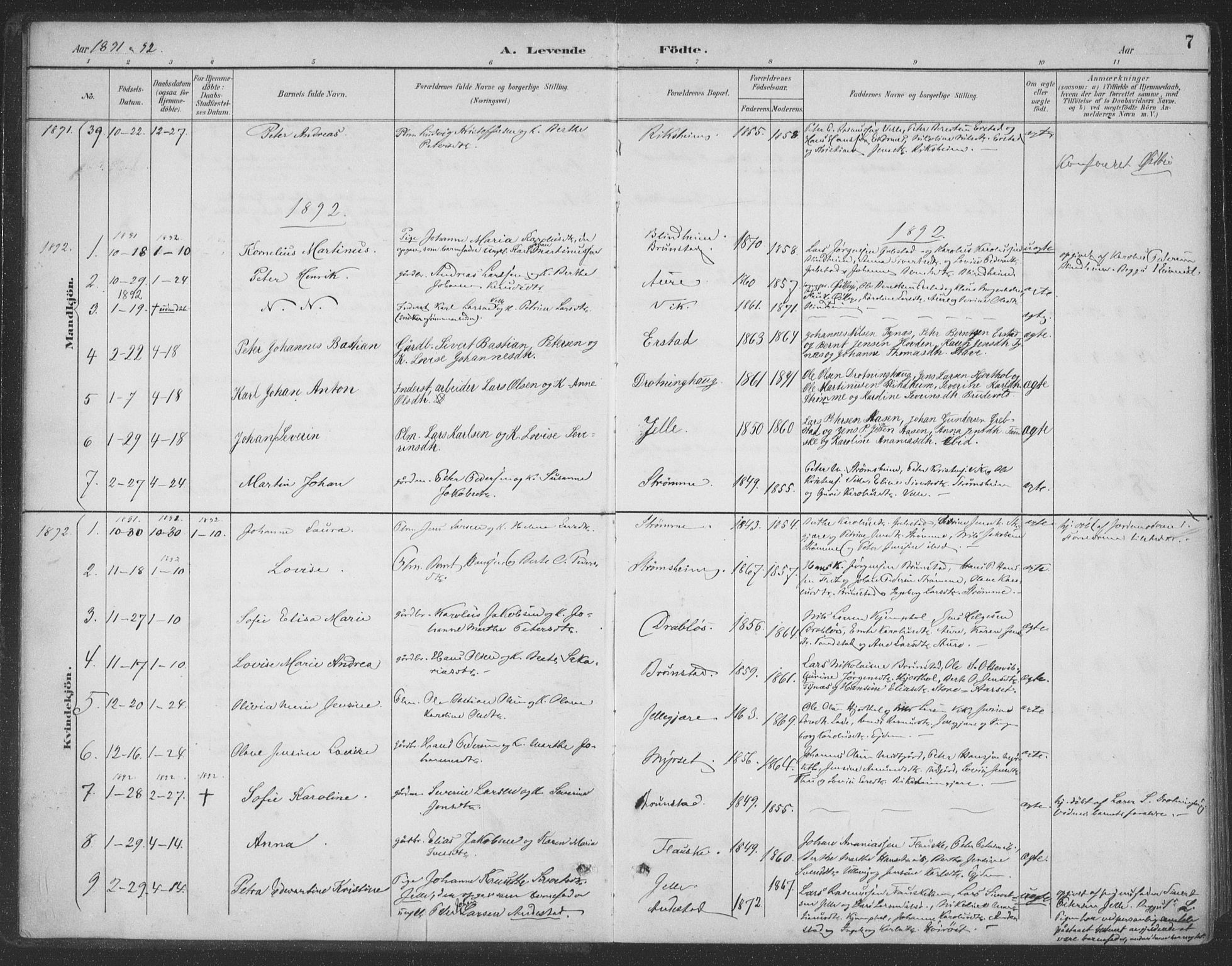 Ministerialprotokoller, klokkerbøker og fødselsregistre - Møre og Romsdal, SAT/A-1454/523/L0335: Ministerialbok nr. 523A02, 1891-1911, s. 7