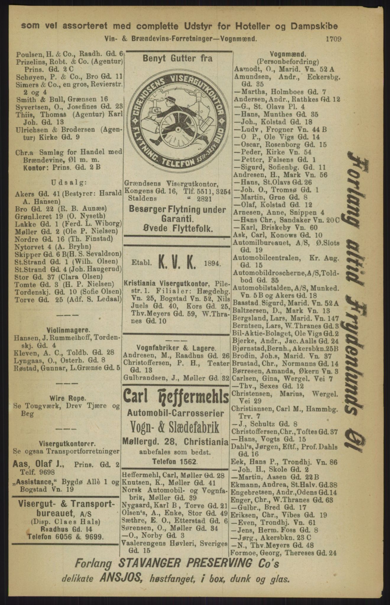 Kristiania/Oslo adressebok, PUBL/-, 1911, s. 1709