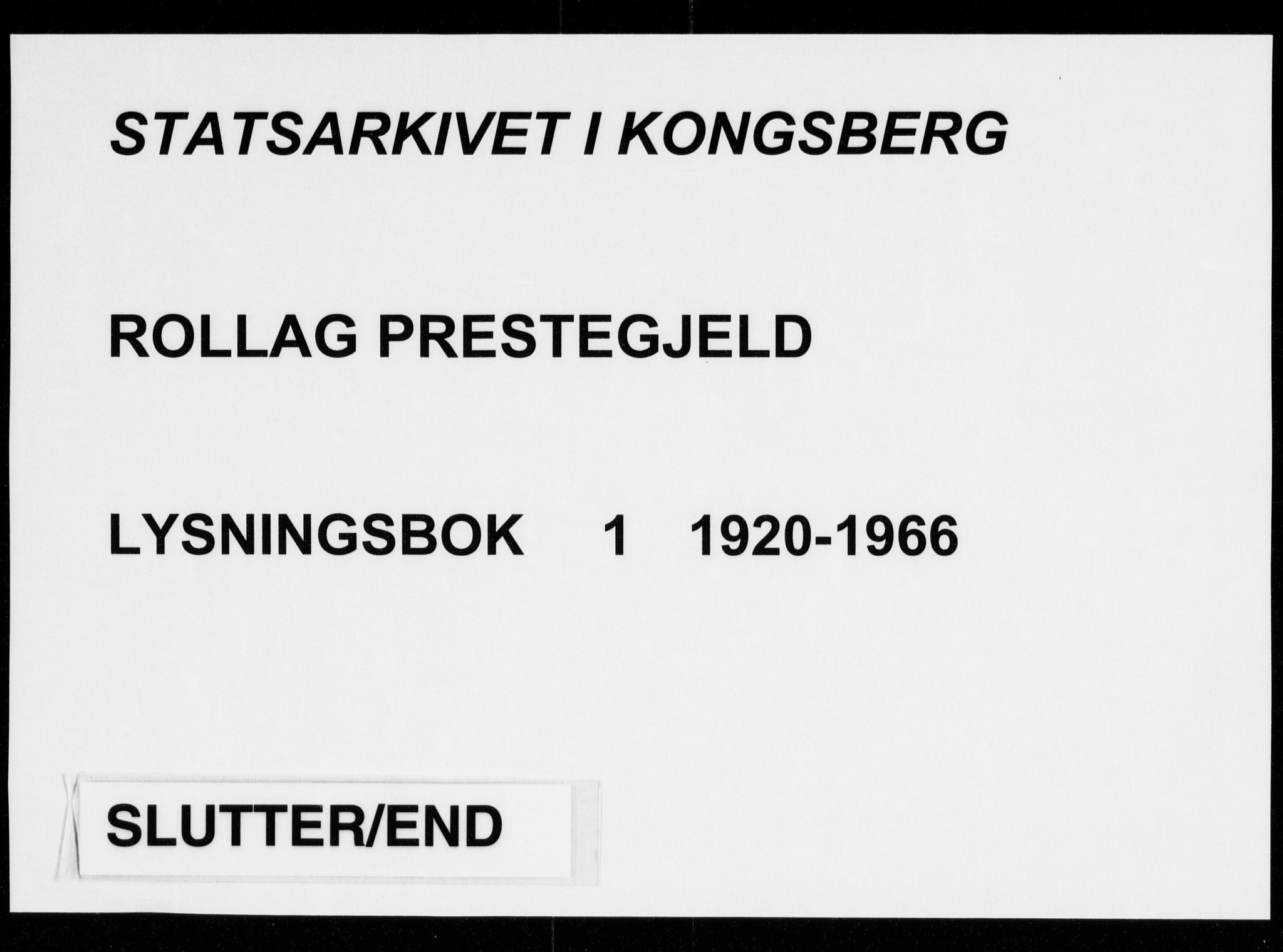 Rollag kirkebøker, AV/SAKO-A-240/H/Ha/L0001: Lysningsprotokoll nr. 1, 1920-1966