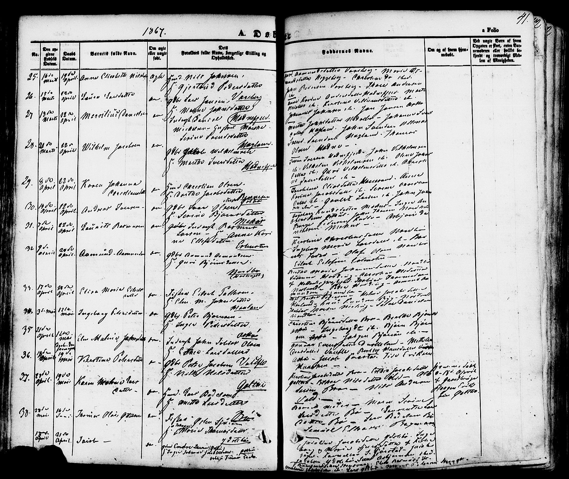 Rennesøy sokneprestkontor, AV/SAST-A -101827/H/Ha/Haa/L0006: Ministerialbok nr. A 6, 1860-1878, s. 41