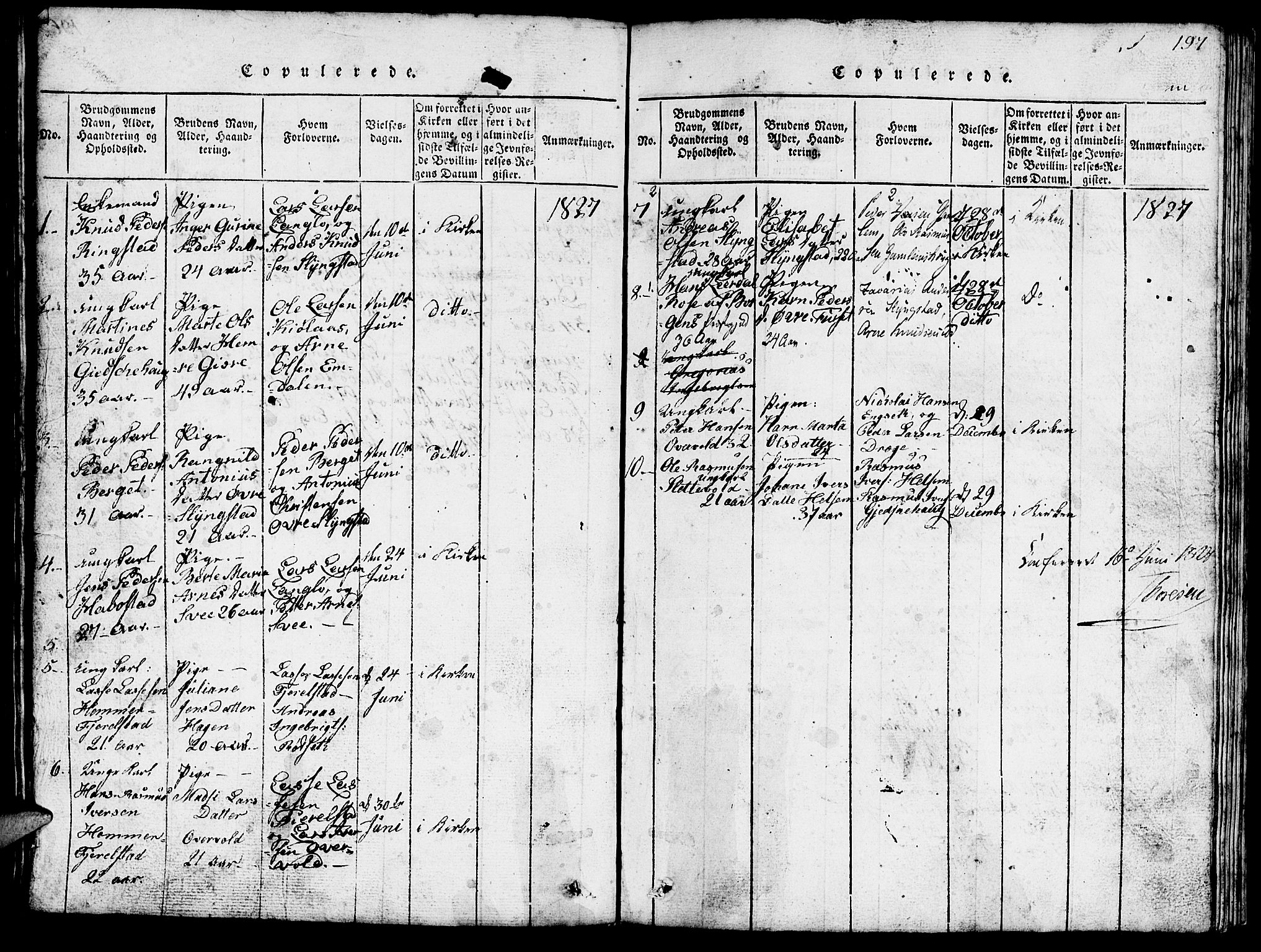 Ministerialprotokoller, klokkerbøker og fødselsregistre - Møre og Romsdal, SAT/A-1454/520/L0289: Klokkerbok nr. 520C01, 1817-1837, s. 197