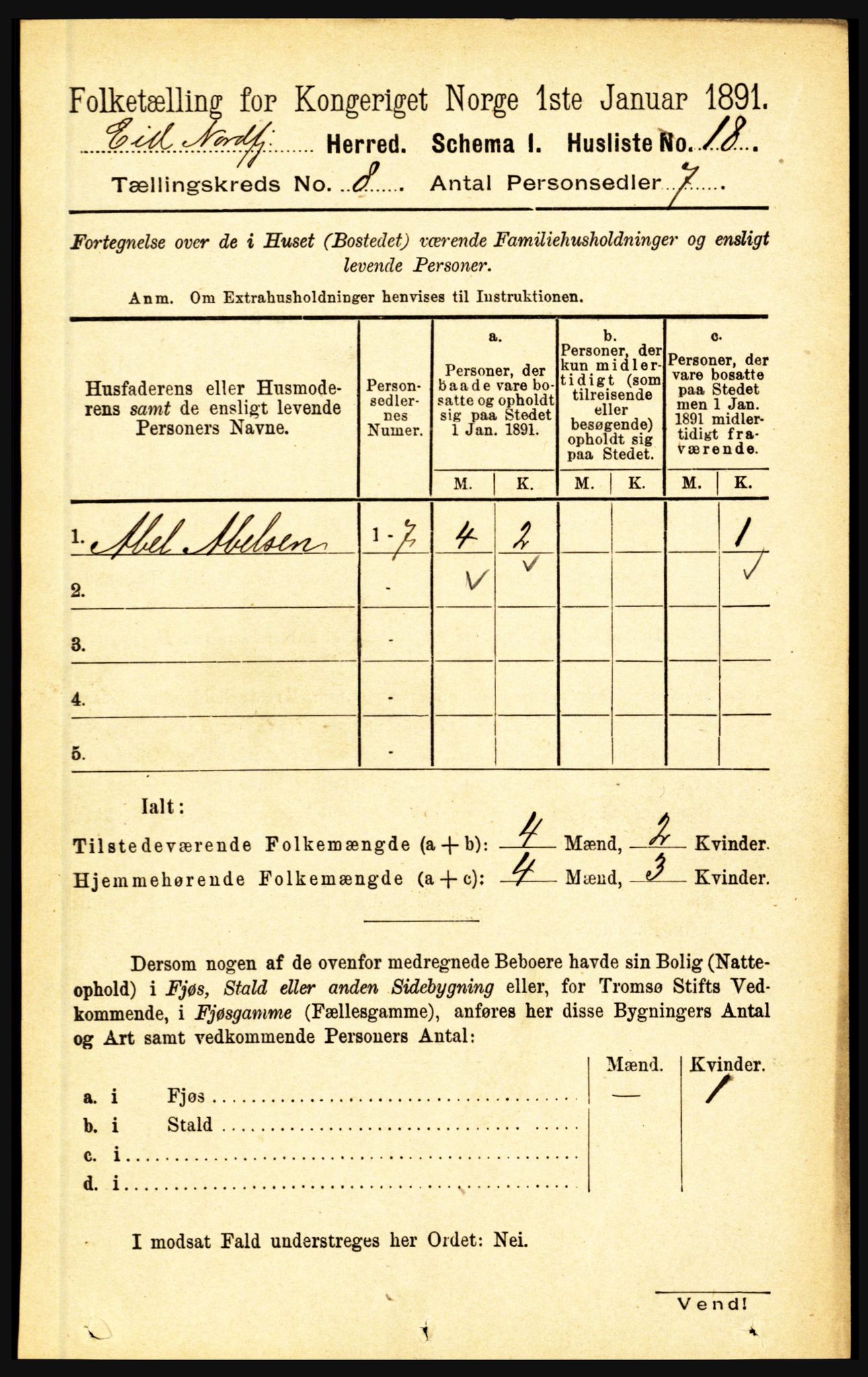 RA, Folketelling 1891 for 1443 Eid herred, 1891, s. 1966