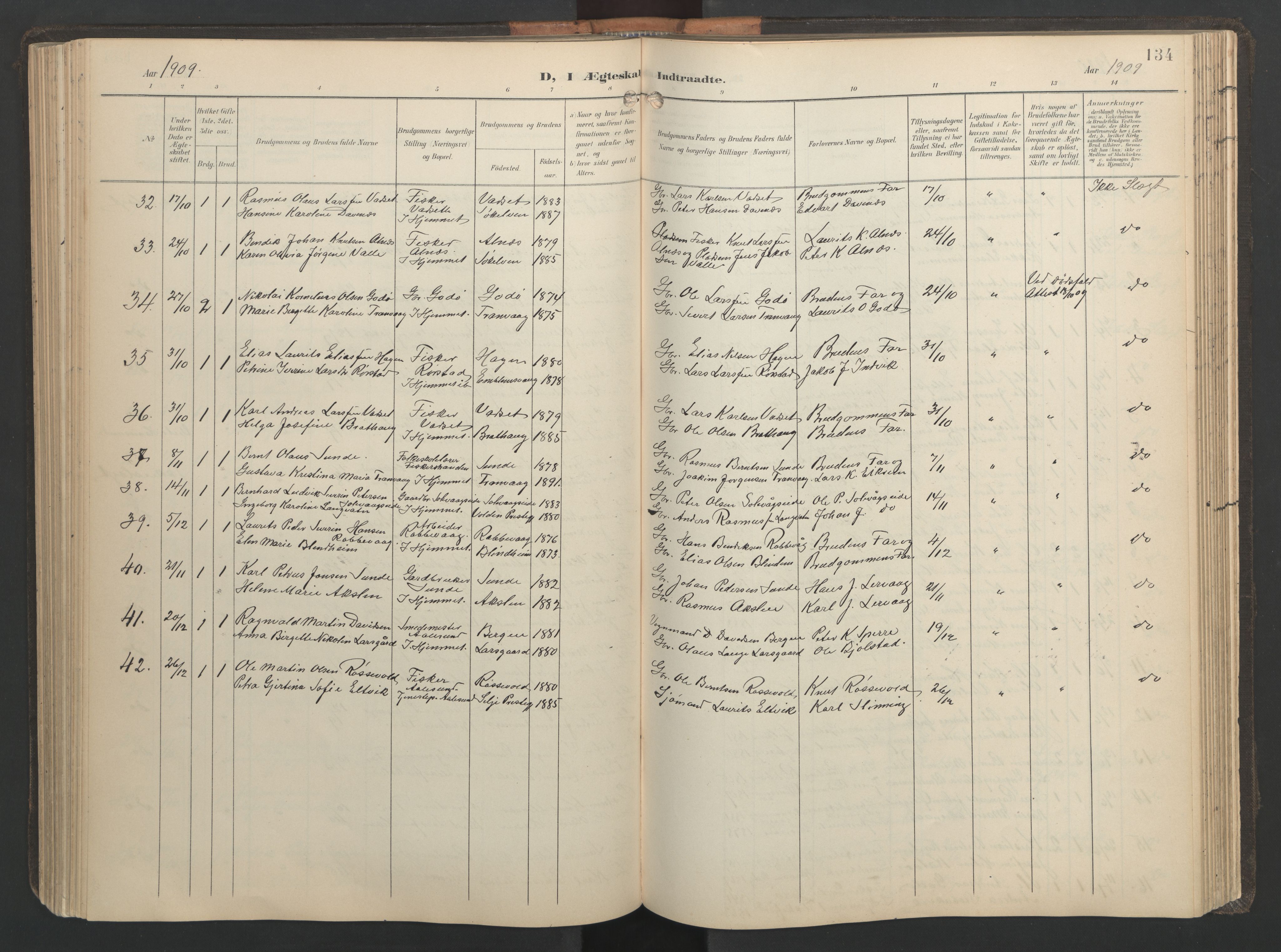 Ministerialprotokoller, klokkerbøker og fødselsregistre - Møre og Romsdal, AV/SAT-A-1454/528/L0433: Klokkerbok nr. 528C14, 1899-1922, s. 134