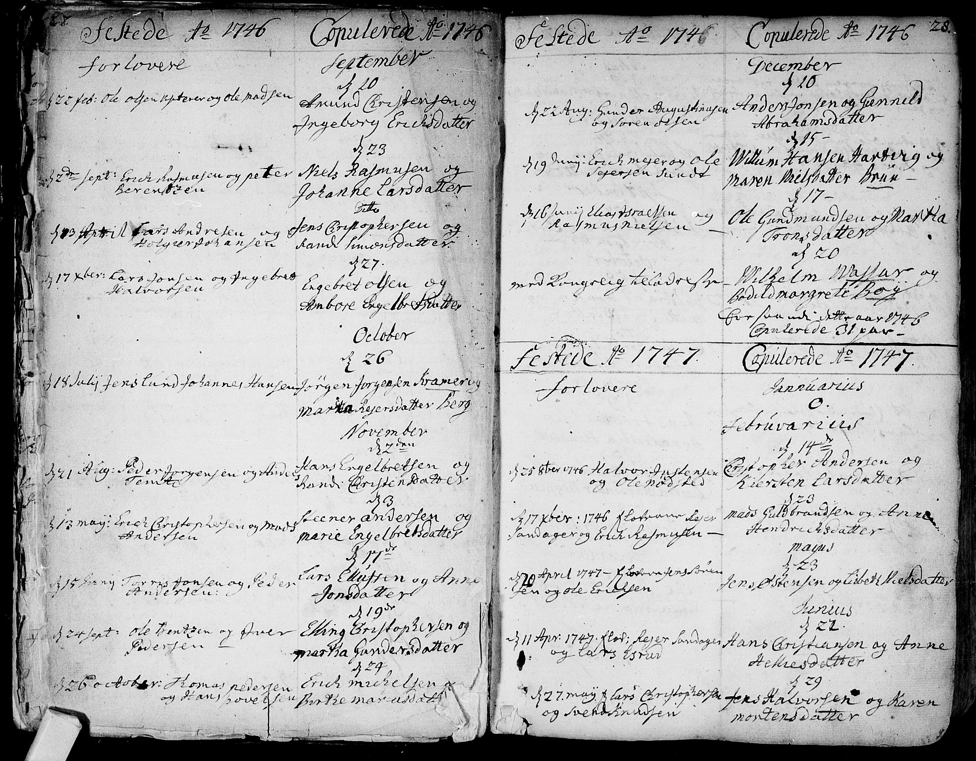 Bragernes kirkebøker, SAKO/A-6/F/Fa/L0004: Ministerialbok nr. I 4, 1734-1759, s. 27-28
