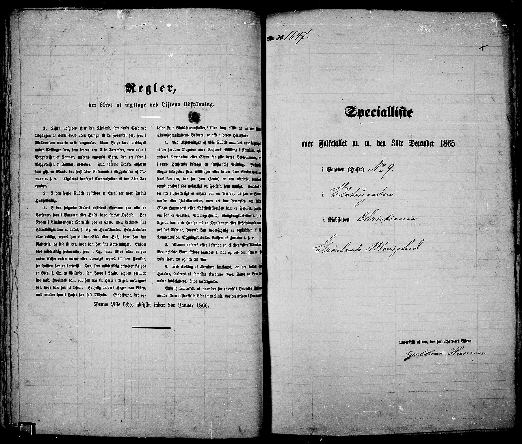 RA, Folketelling 1865 for 0301 Kristiania kjøpstad, 1865, s. 3733