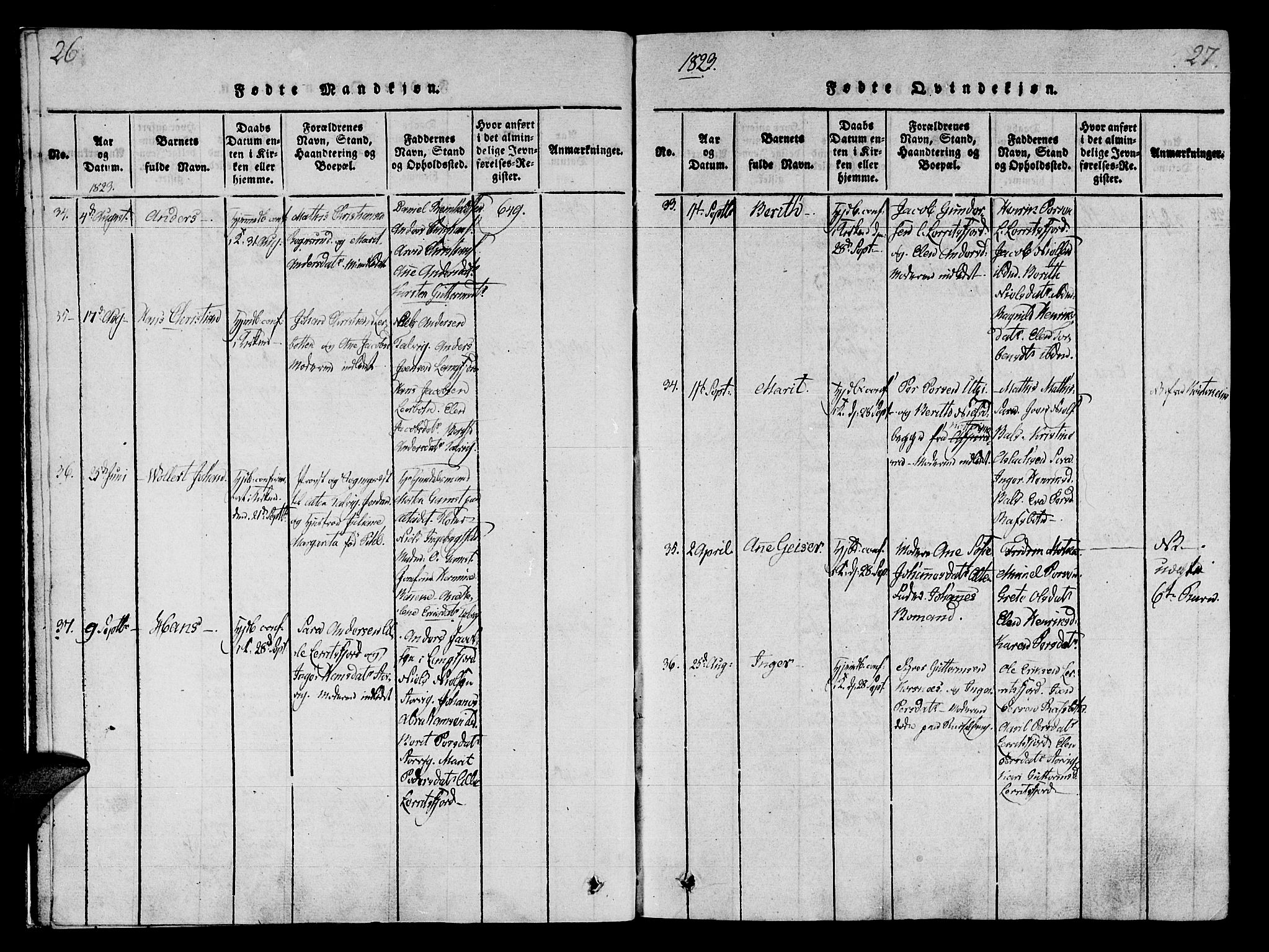 Talvik sokneprestkontor, AV/SATØ-S-1337/H/Ha/L0008kirke: Ministerialbok nr. 8, 1821-1837, s. 26-27