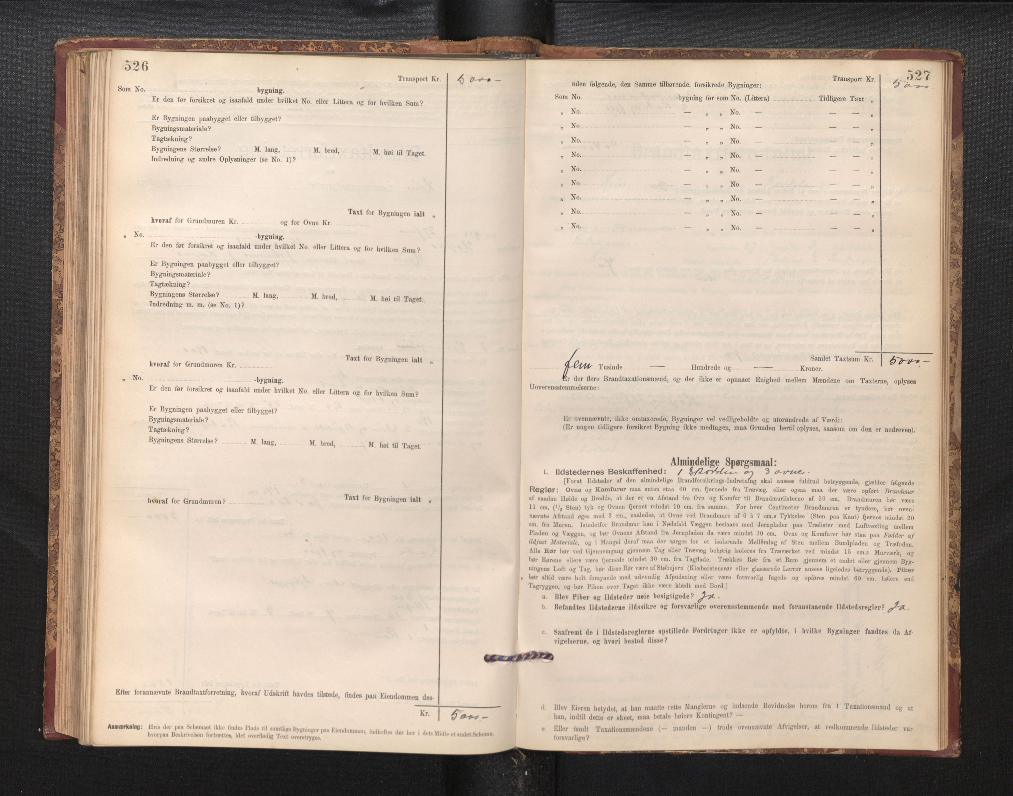Lensmannen i Haus, SAB/A-32701/0012/L0006: Branntakstprotokoll, skjematakst, 1895-1941, s. 526-527