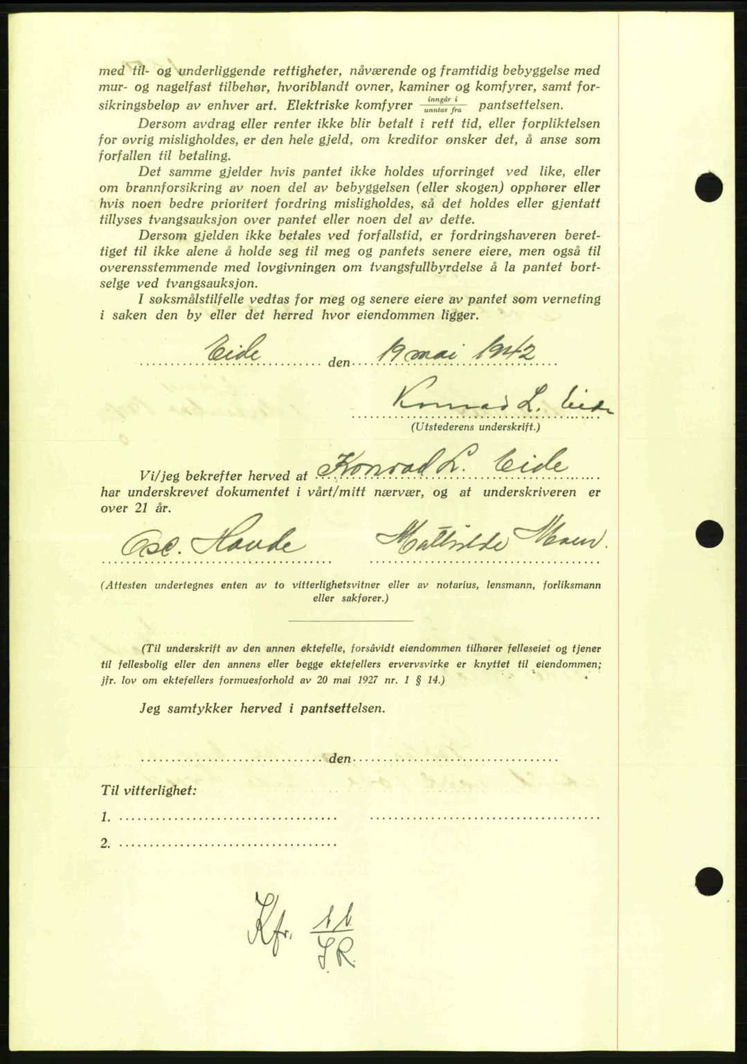 Nordmøre sorenskriveri, AV/SAT-A-4132/1/2/2Ca: Pantebok nr. B89, 1942-1942, Dagboknr: 1511/1942