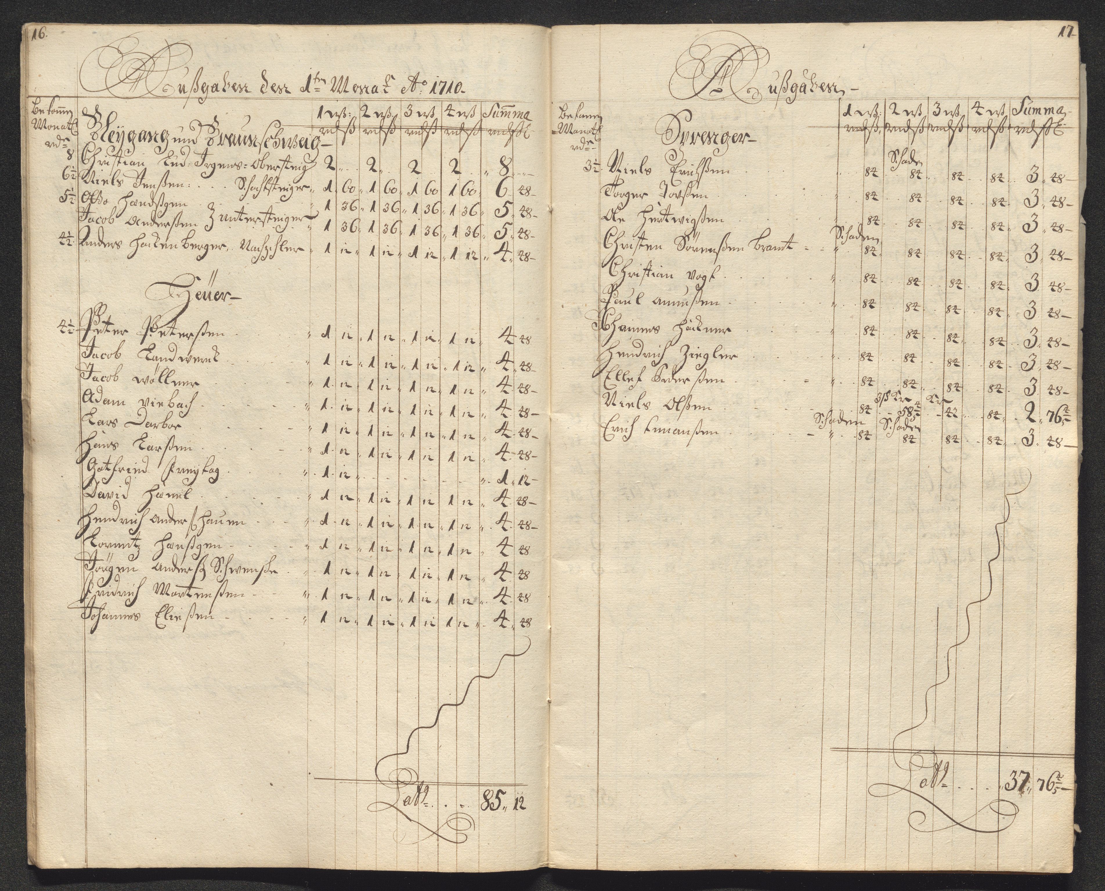 Kongsberg Sølvverk 1623-1816, AV/SAKO-EA-3135/001/D/Dc/Dcd/L0099: Utgiftsregnskap for gruver m.m., 1710, s. 12