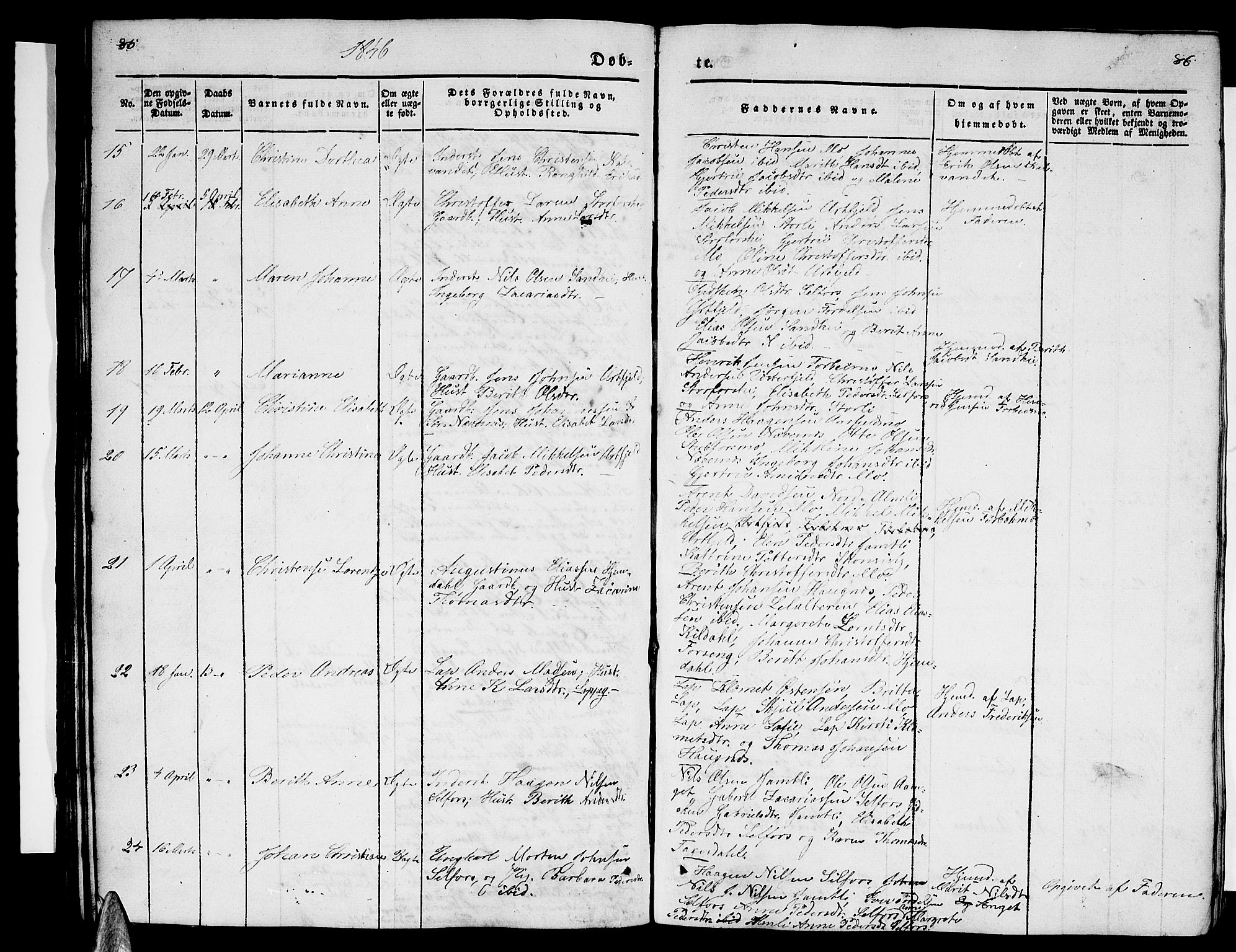 Ministerialprotokoller, klokkerbøker og fødselsregistre - Nordland, AV/SAT-A-1459/827/L0413: Klokkerbok nr. 827C02, 1842-1852, s. 85-86