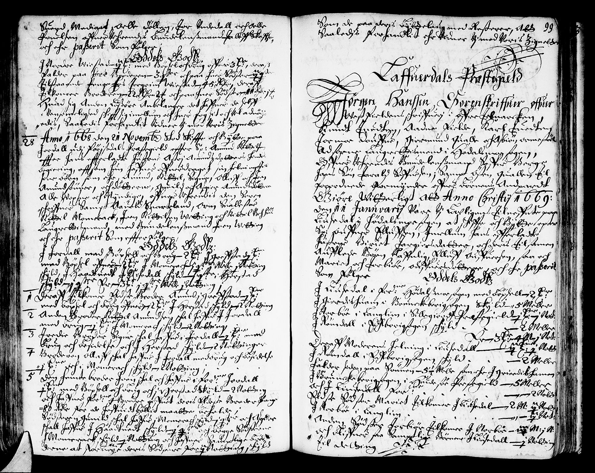 Bamble sorenskriveri, SAKO/A-214/H/Hb/Hba/Hbaa/L0001: Skifteprotokoll, 1665-1686, s. 98b-99a