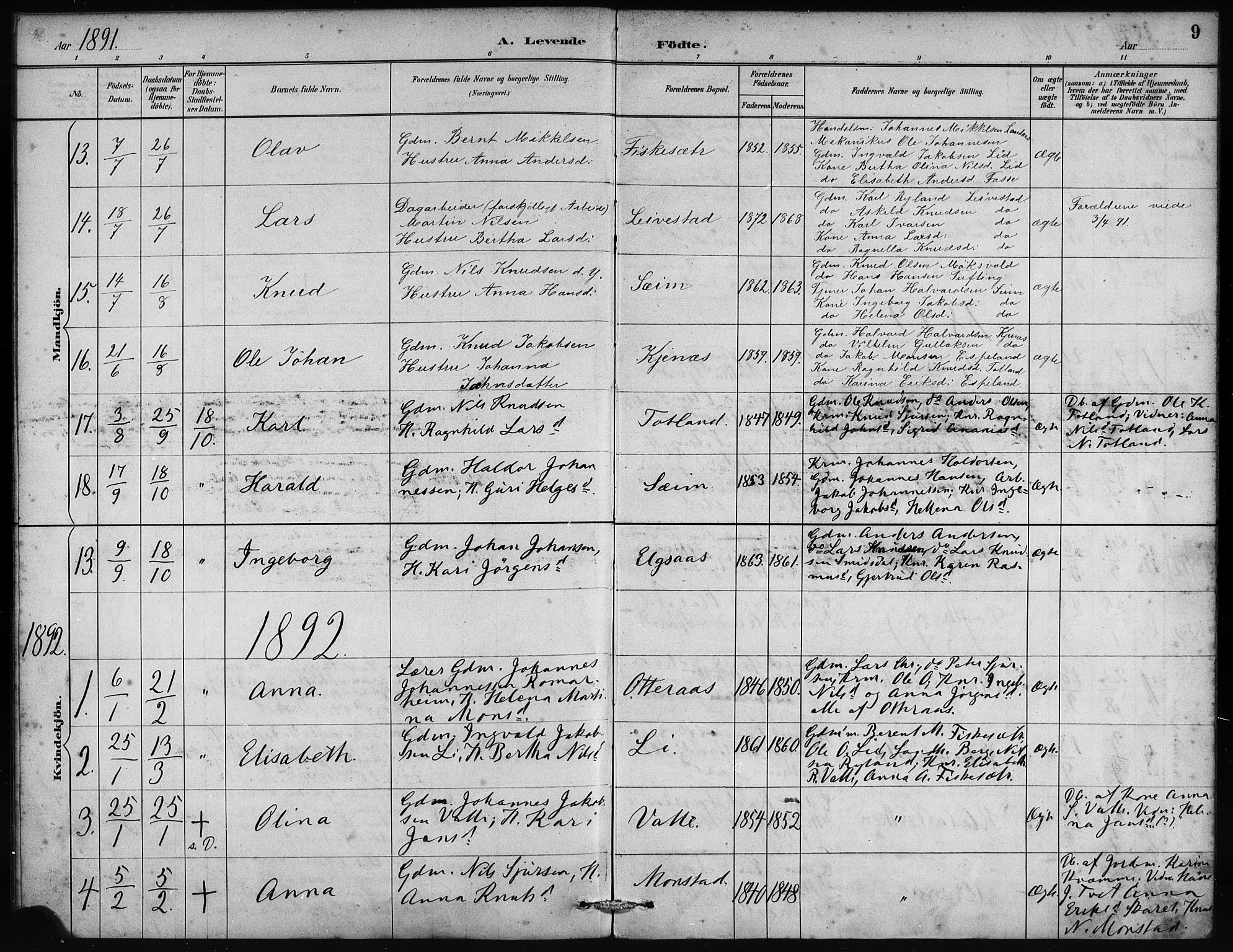 Alversund Sokneprestembete, AV/SAB-A-73901/H/Ha/Haa/Haad/L0002: Ministerialbok nr. D 2, 1890-1897, s. 9