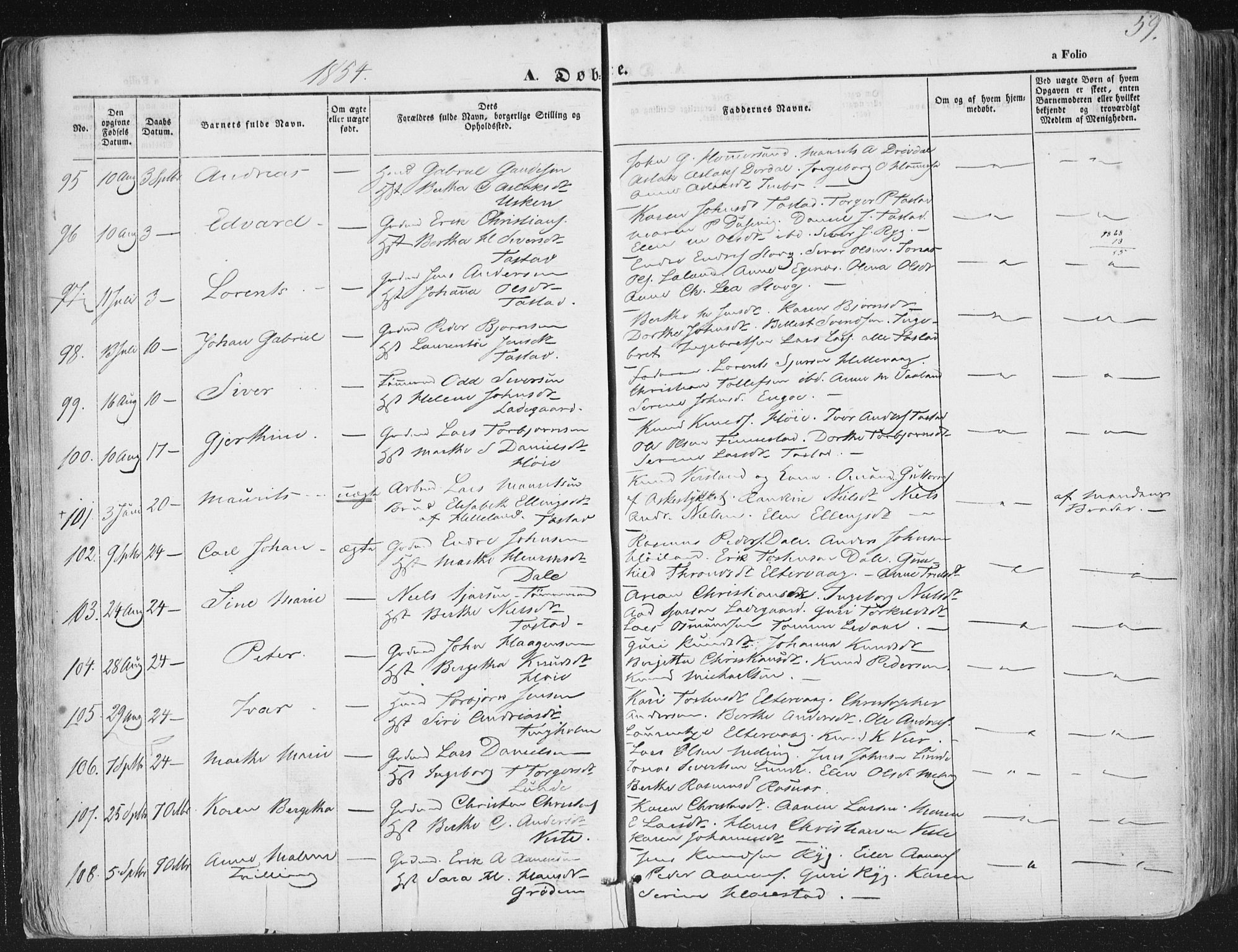 Hetland sokneprestkontor, AV/SAST-A-101826/30/30BA/L0002: Ministerialbok nr. A 2, 1849-1869, s. 59