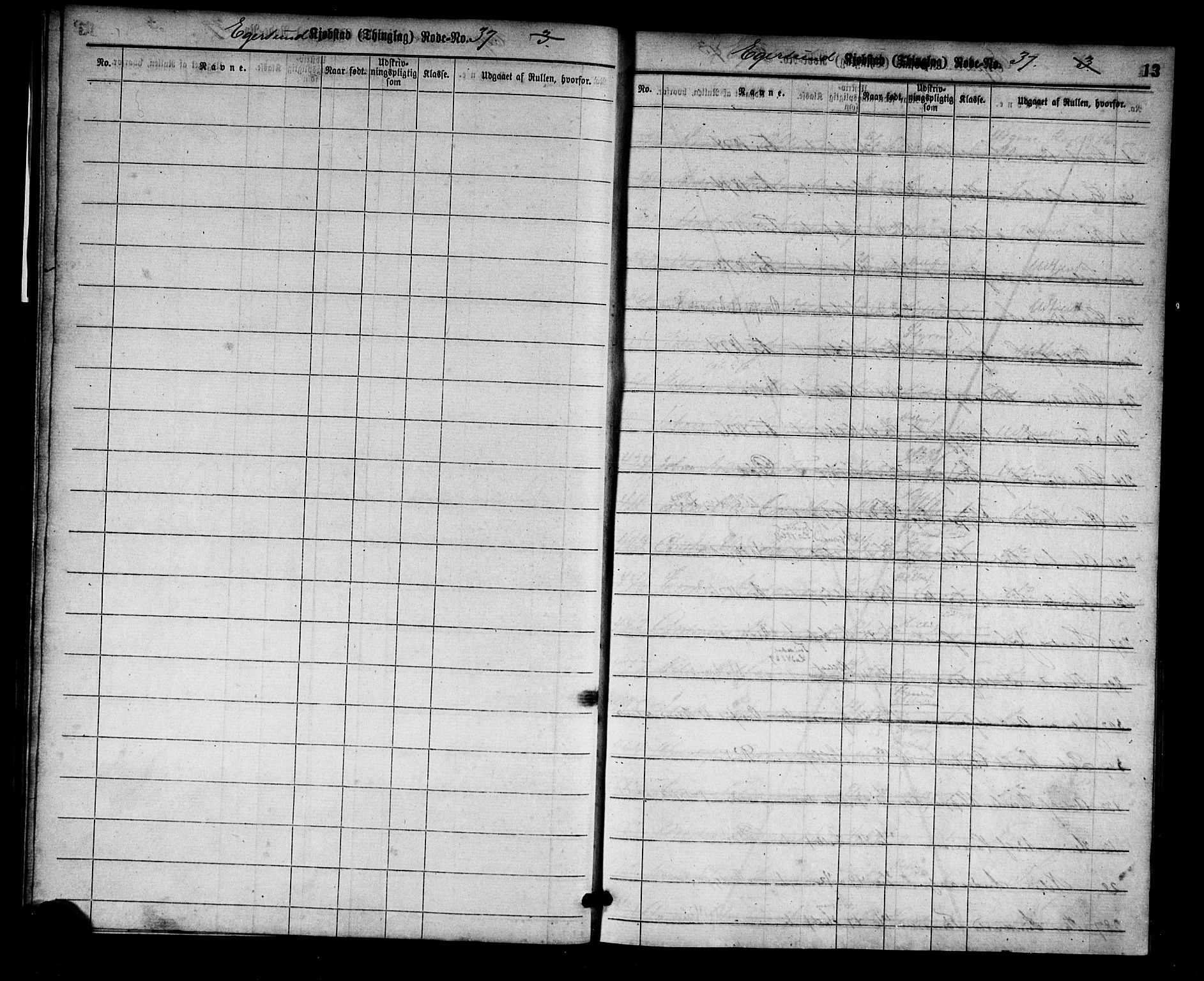 Egersund mønstringskrets, AV/SAK-2031-0019/F/Ff/L0001: Utskrivningsregisterrulle, nr som i hovedrulle, O-8, 1860-1900, s. 14