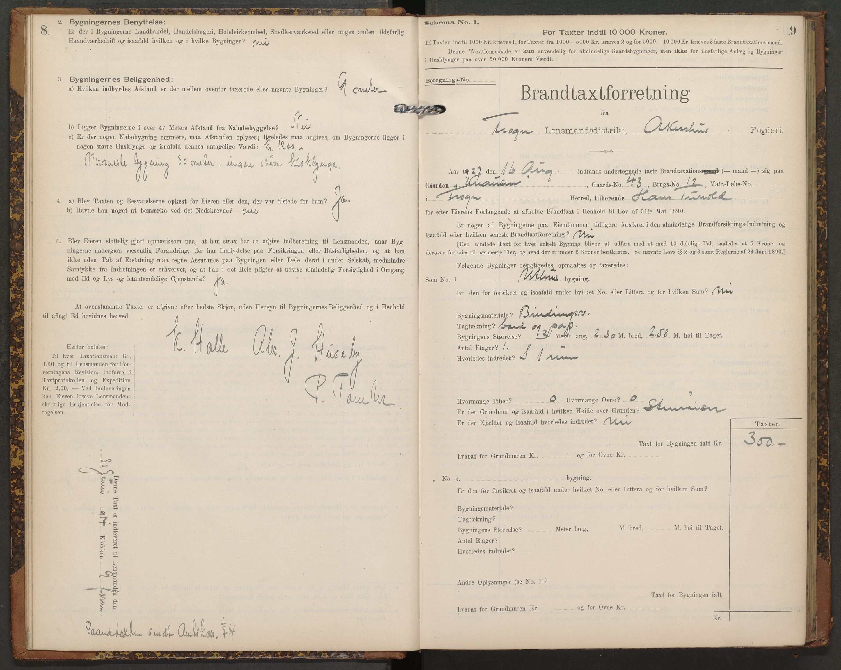 Norges brannkasse, branntakster Frogn, AV/SAO-A-11385/F/Fb/L0002: Branntakstprotokoll, 1911-1934