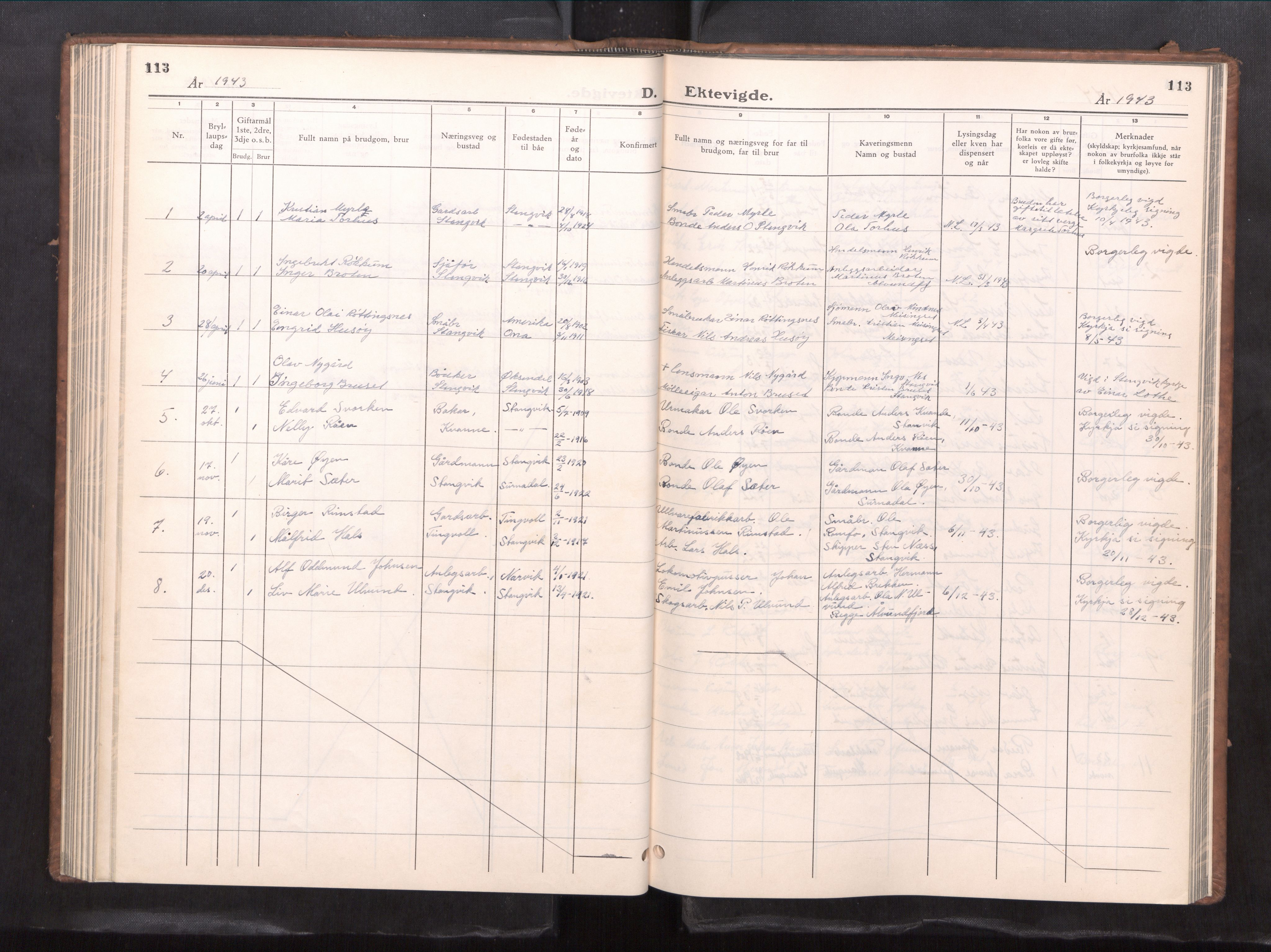 Ministerialprotokoller, klokkerbøker og fødselsregistre - Møre og Romsdal, AV/SAT-A-1454/592/L1032: Klokkerbok nr. 592---, 1940-1960, s. 113