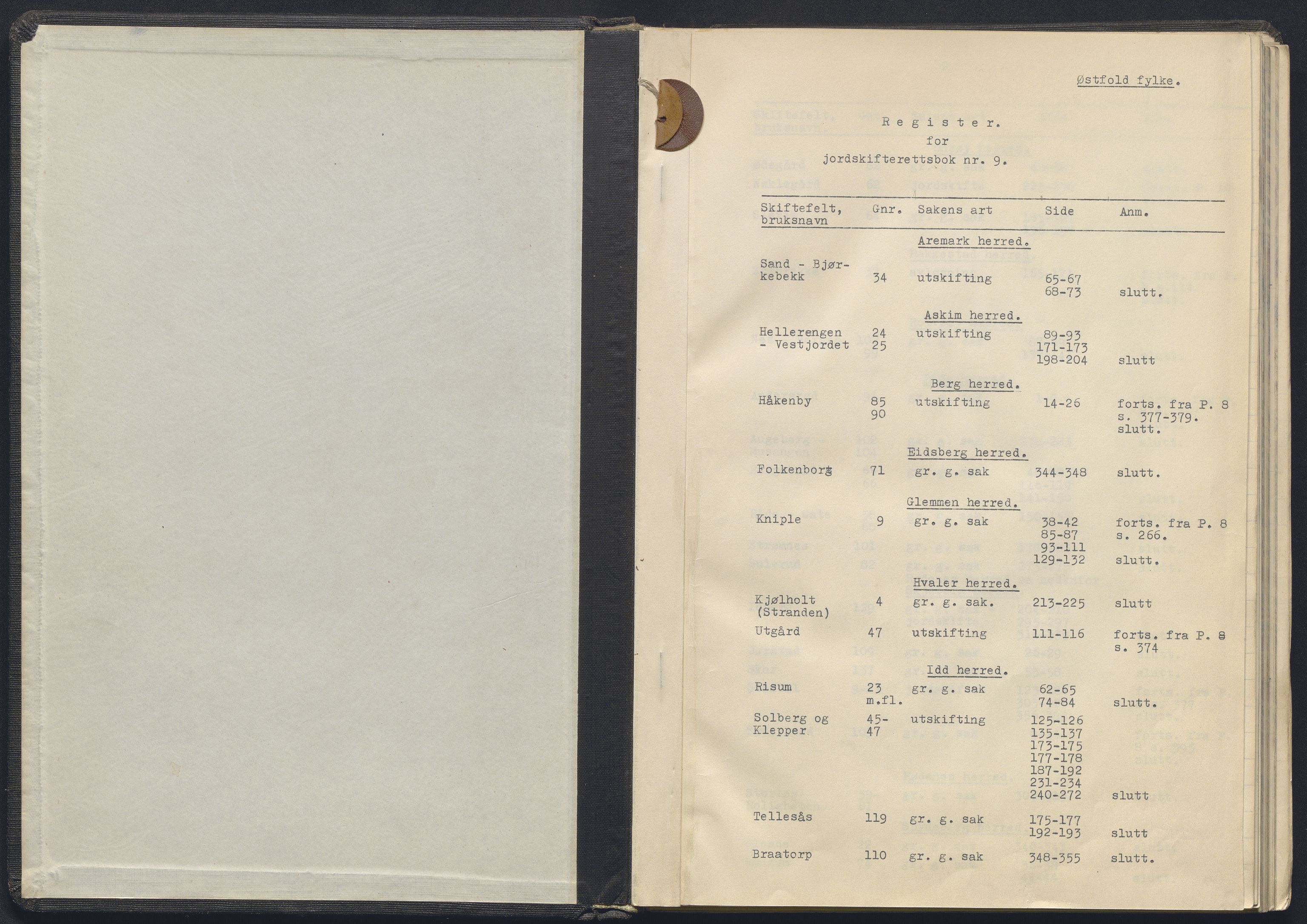 Østfold jordskifterett, AV/SAO-A-10240/F/Fc/L0009: Forhandlingsprotokoller, 1950-1953