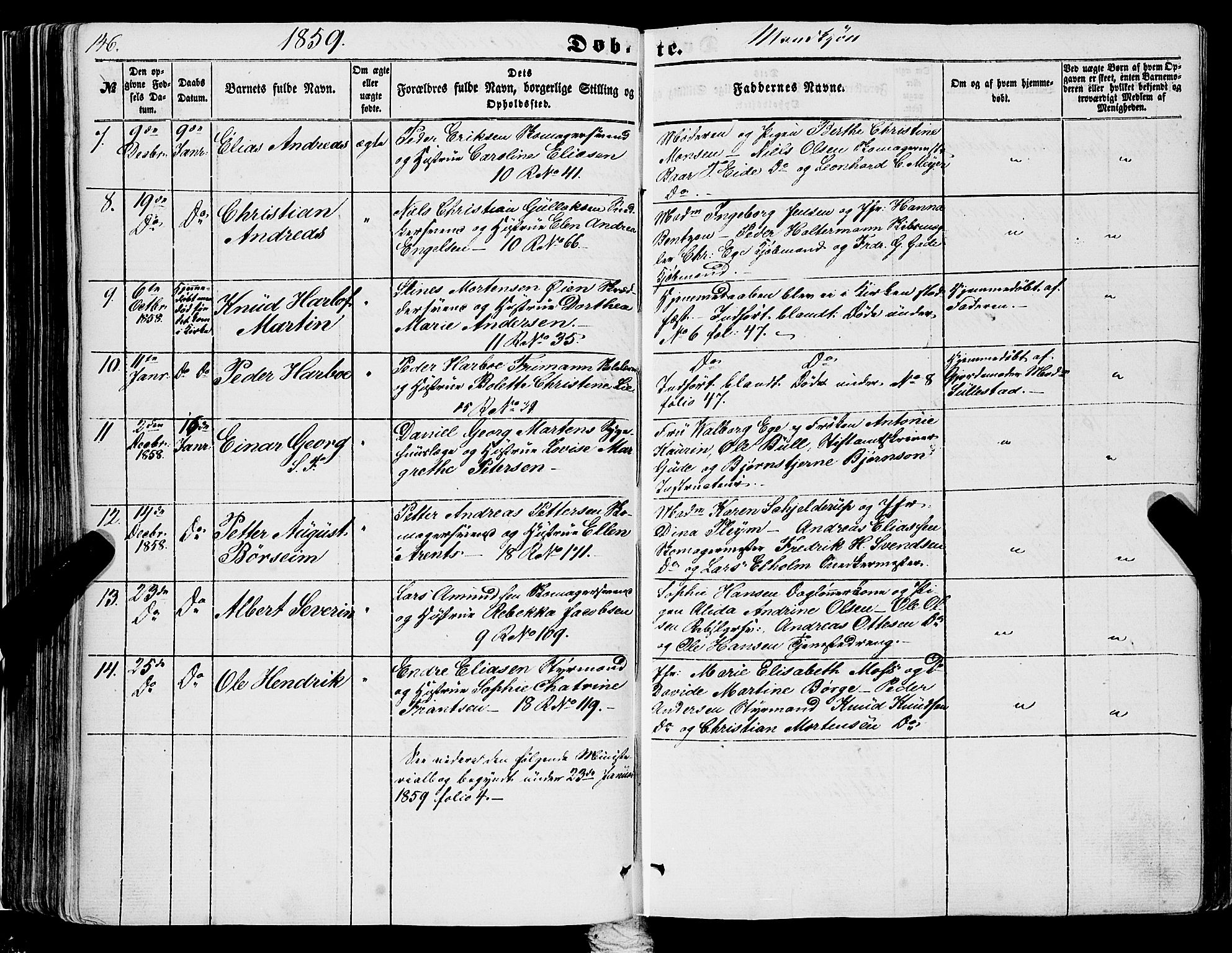 Domkirken sokneprestembete, AV/SAB-A-74801/H/Haa/L0020: Ministerialbok nr. B 3, 1851-1859, s. 146