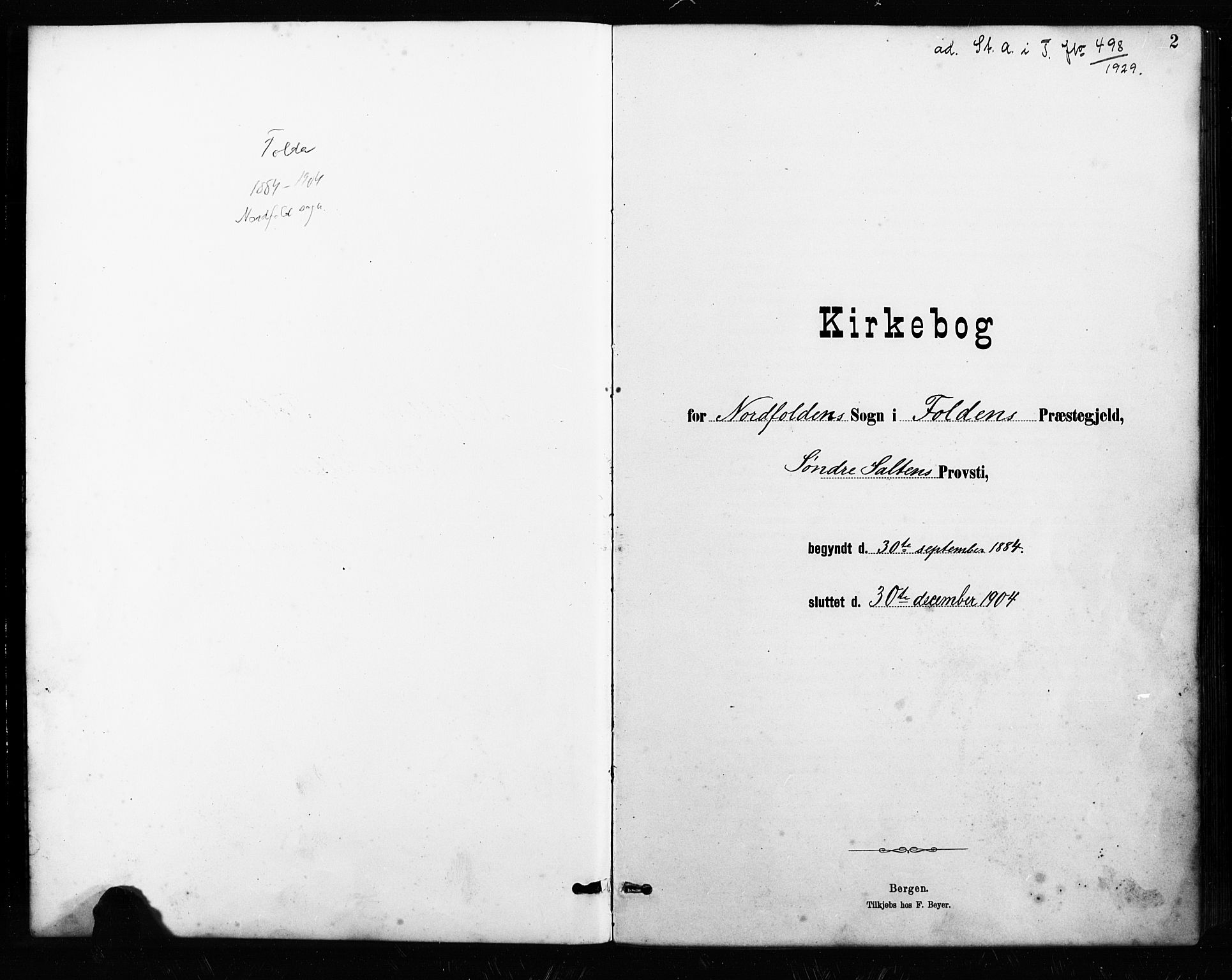 Ministerialprotokoller, klokkerbøker og fødselsregistre - Nordland, AV/SAT-A-1459/858/L0834: Klokkerbok nr. 858C01, 1884-1904, s. 2