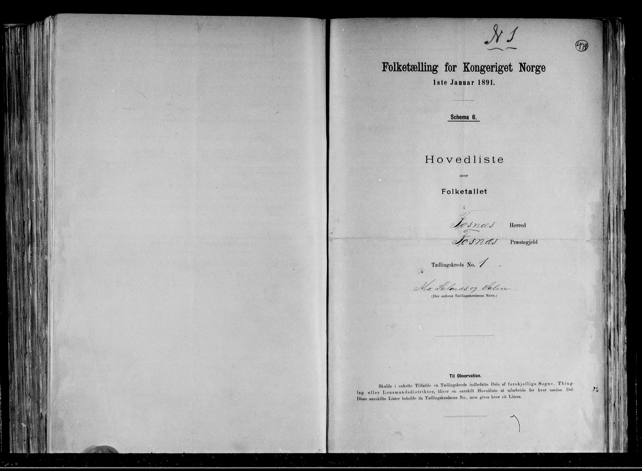 RA, Folketelling 1891 for 1748 Fosnes herred, 1891, s. 4