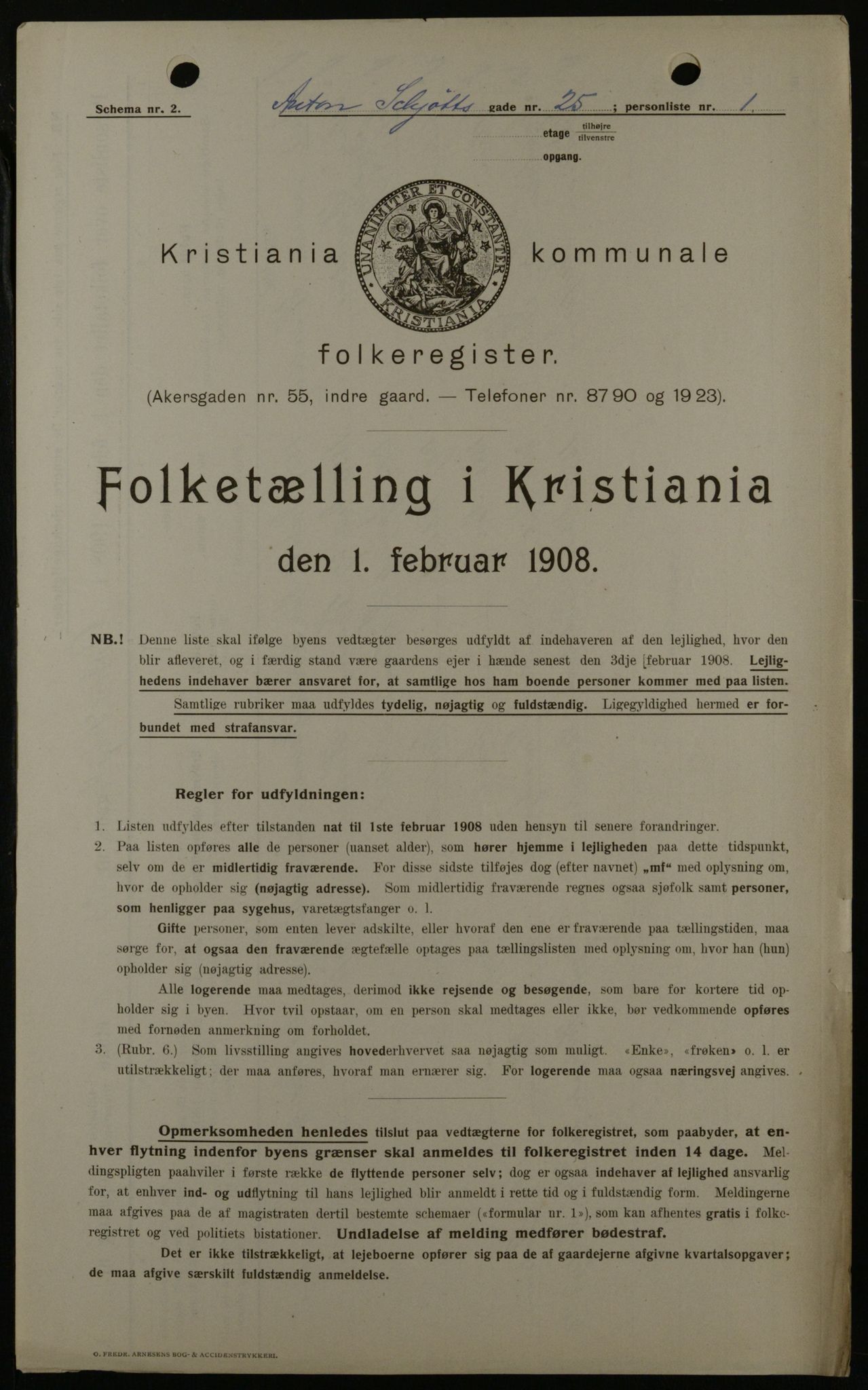 OBA, Kommunal folketelling 1.2.1908 for Kristiania kjøpstad, 1908, s. 1572