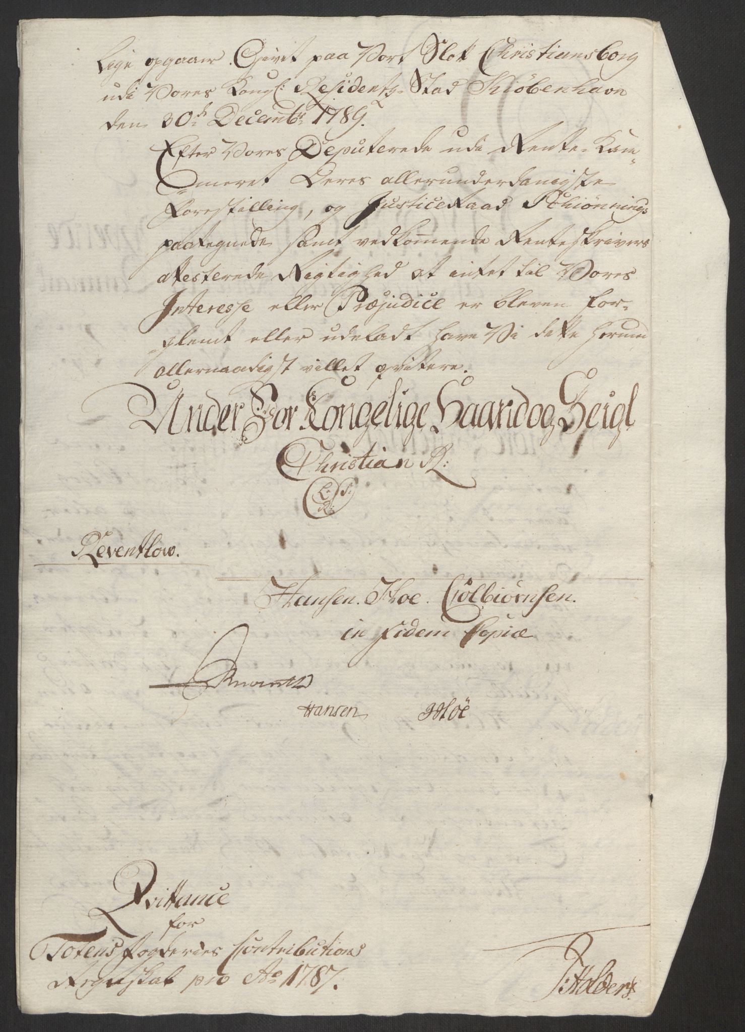 Rentekammeret inntil 1814, Reviderte regnskaper, Fogderegnskap, AV/RA-EA-4092/R19/L1374: Fogderegnskap Toten, Hadeland og Vardal, 1787, s. 29