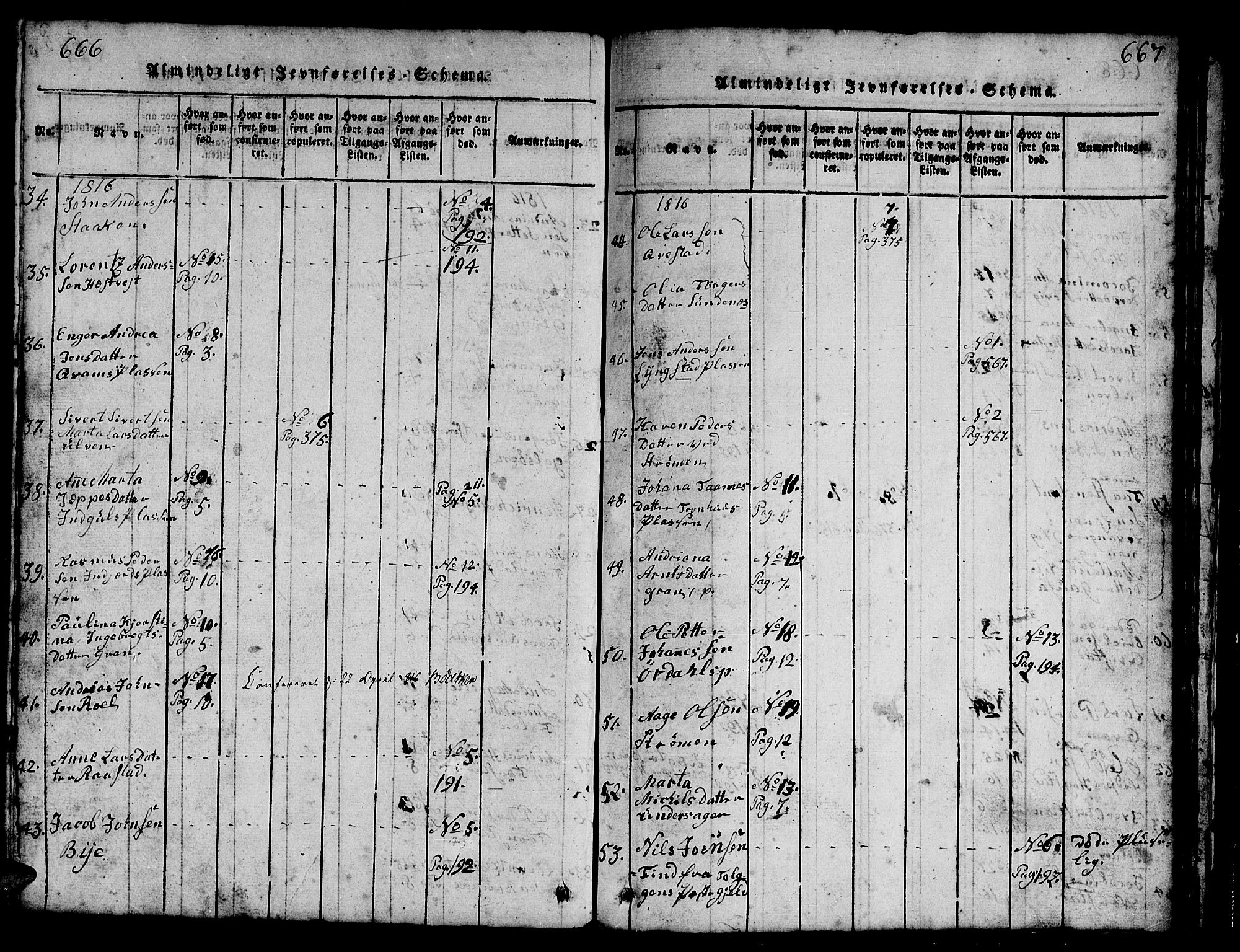 Ministerialprotokoller, klokkerbøker og fødselsregistre - Nord-Trøndelag, AV/SAT-A-1458/730/L0298: Klokkerbok nr. 730C01, 1816-1849, s. 666-667