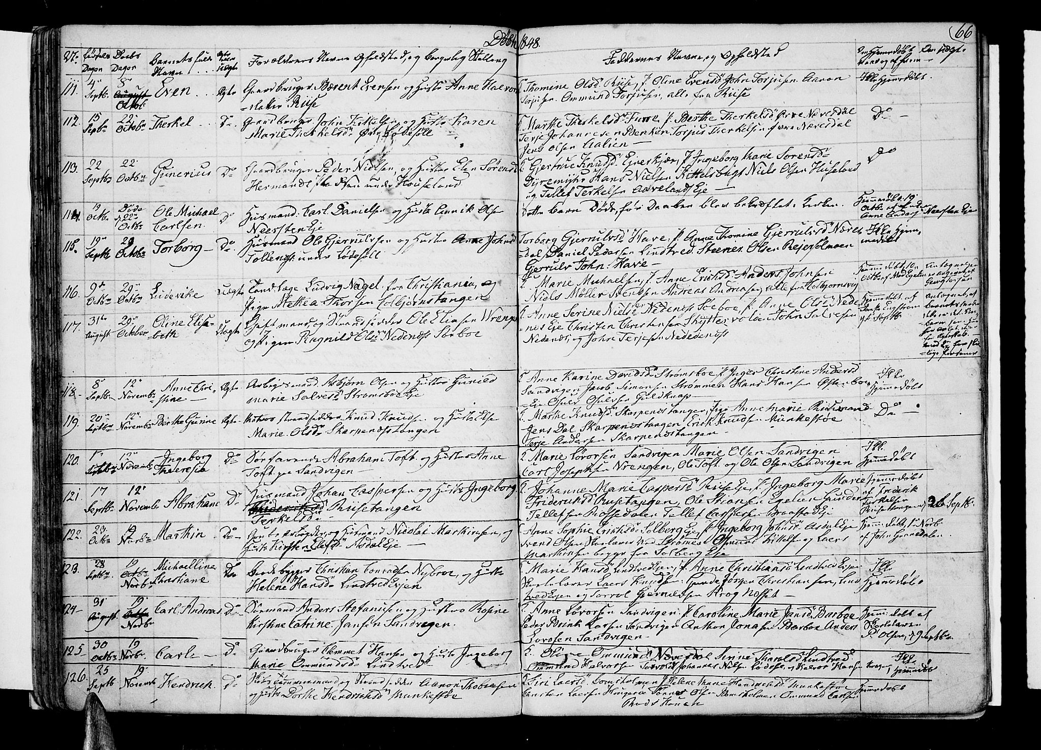 Øyestad sokneprestkontor, AV/SAK-1111-0049/F/Fb/L0006: Klokkerbok nr. B 6, 1843-1854, s. 66
