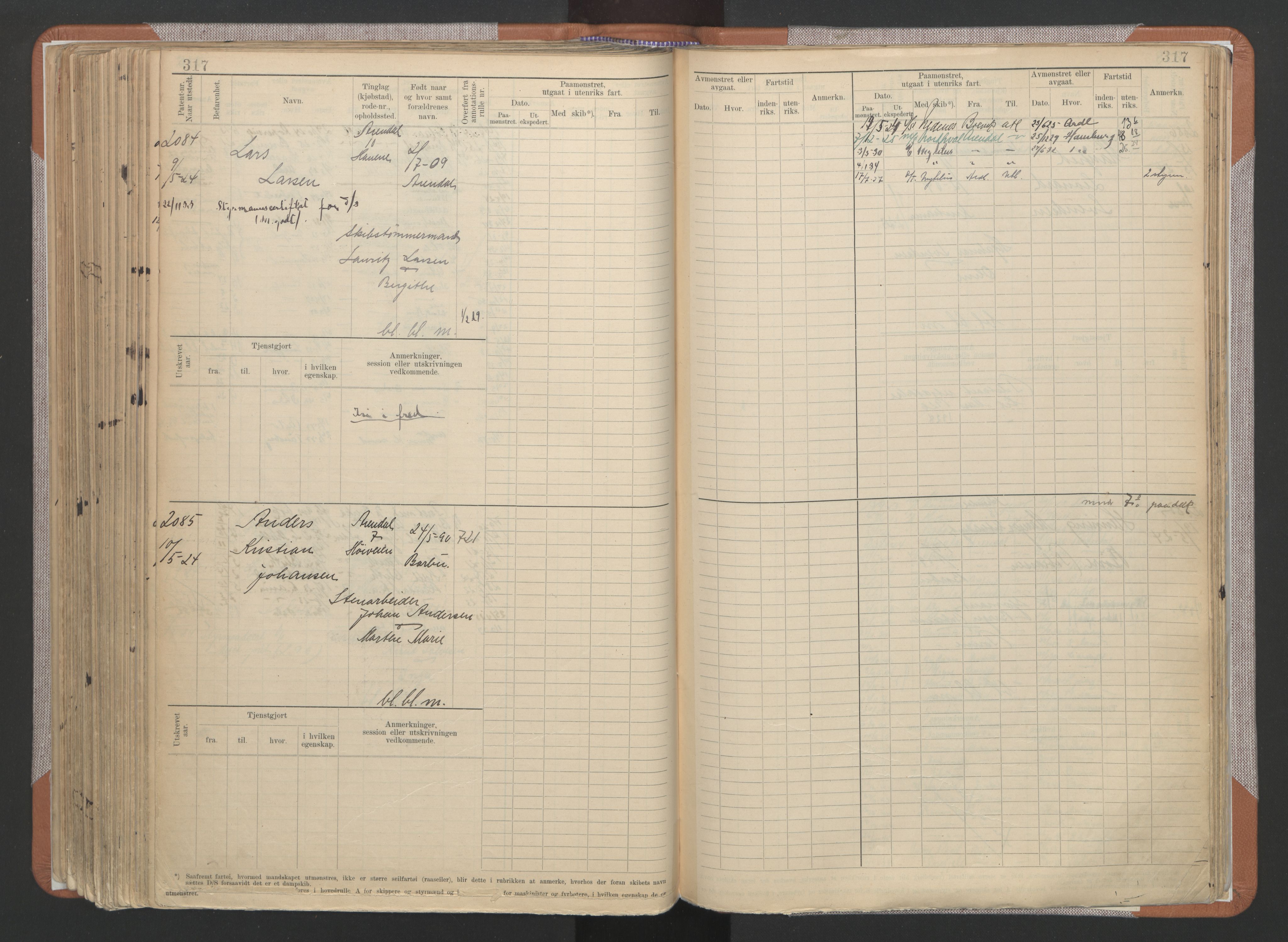 Arendal mønstringskrets, AV/SAK-2031-0012/F/Fb/L0022: Hovedrulle A nr 1466-2242, S-20, 1914-1930, s. 327