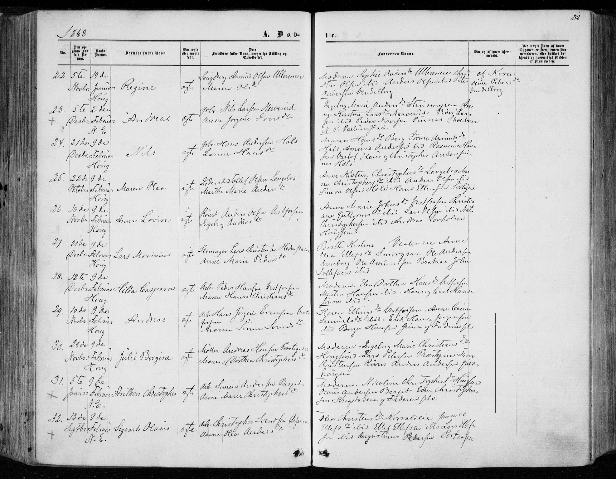Eiker kirkebøker, AV/SAKO-A-4/F/Fa/L0016: Ministerialbok nr. I 16, 1860-1868, s. 252