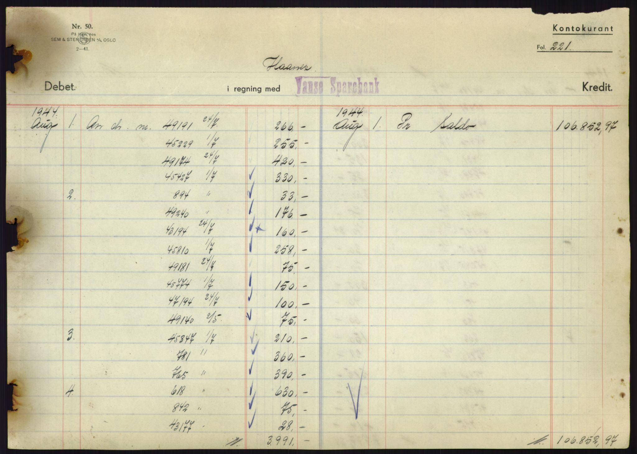 Forsvarsdepartementet, 10. kontor / Oppgjørskontoret, AV/RA-RAFA-1225/D/Db/L0180: Lista oppgjørskontor, 1942-1952, s. 2181