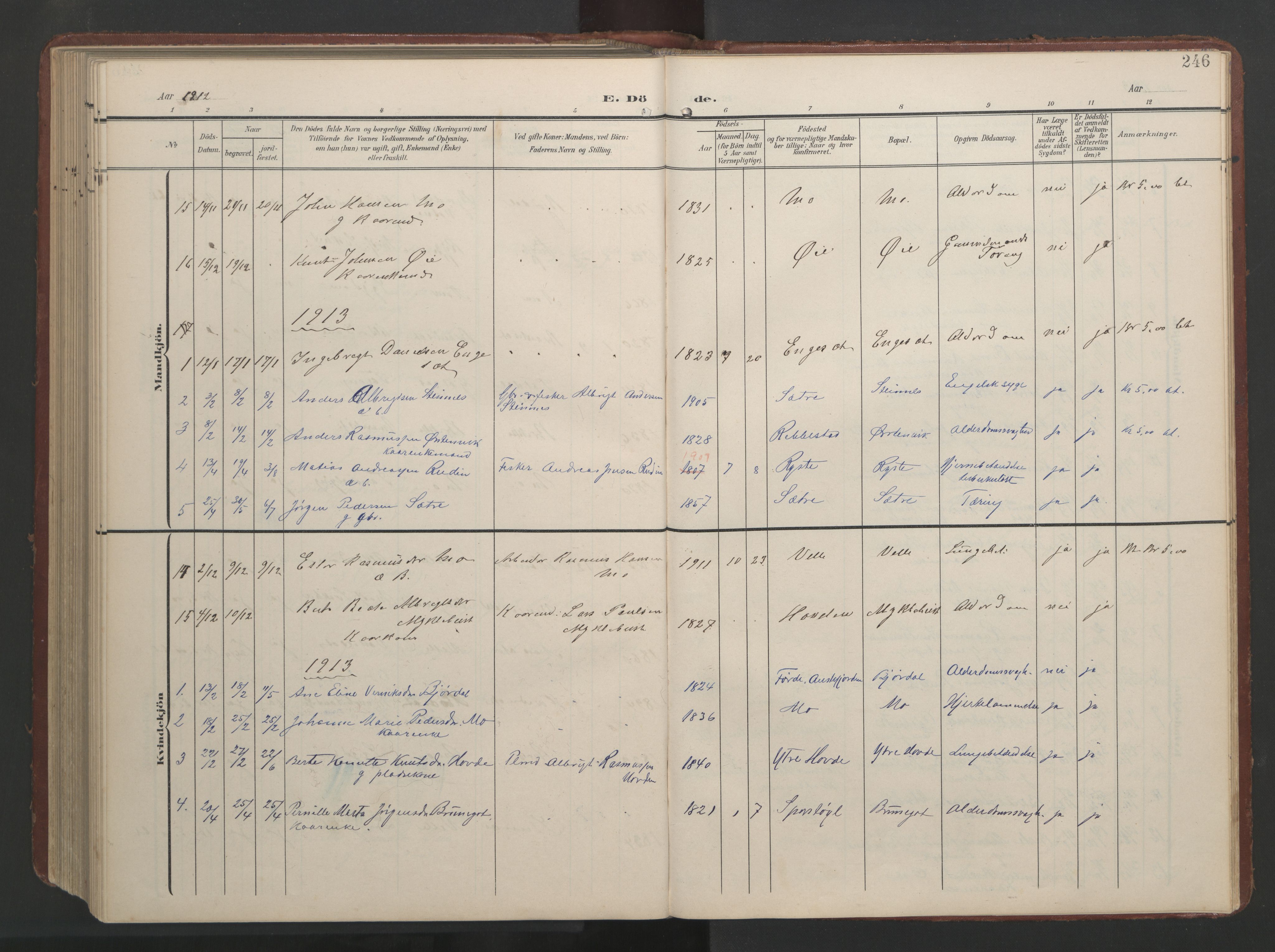 Ministerialprotokoller, klokkerbøker og fødselsregistre - Møre og Romsdal, SAT/A-1454/513/L0190: Klokkerbok nr. 513C04, 1904-1926, s. 246