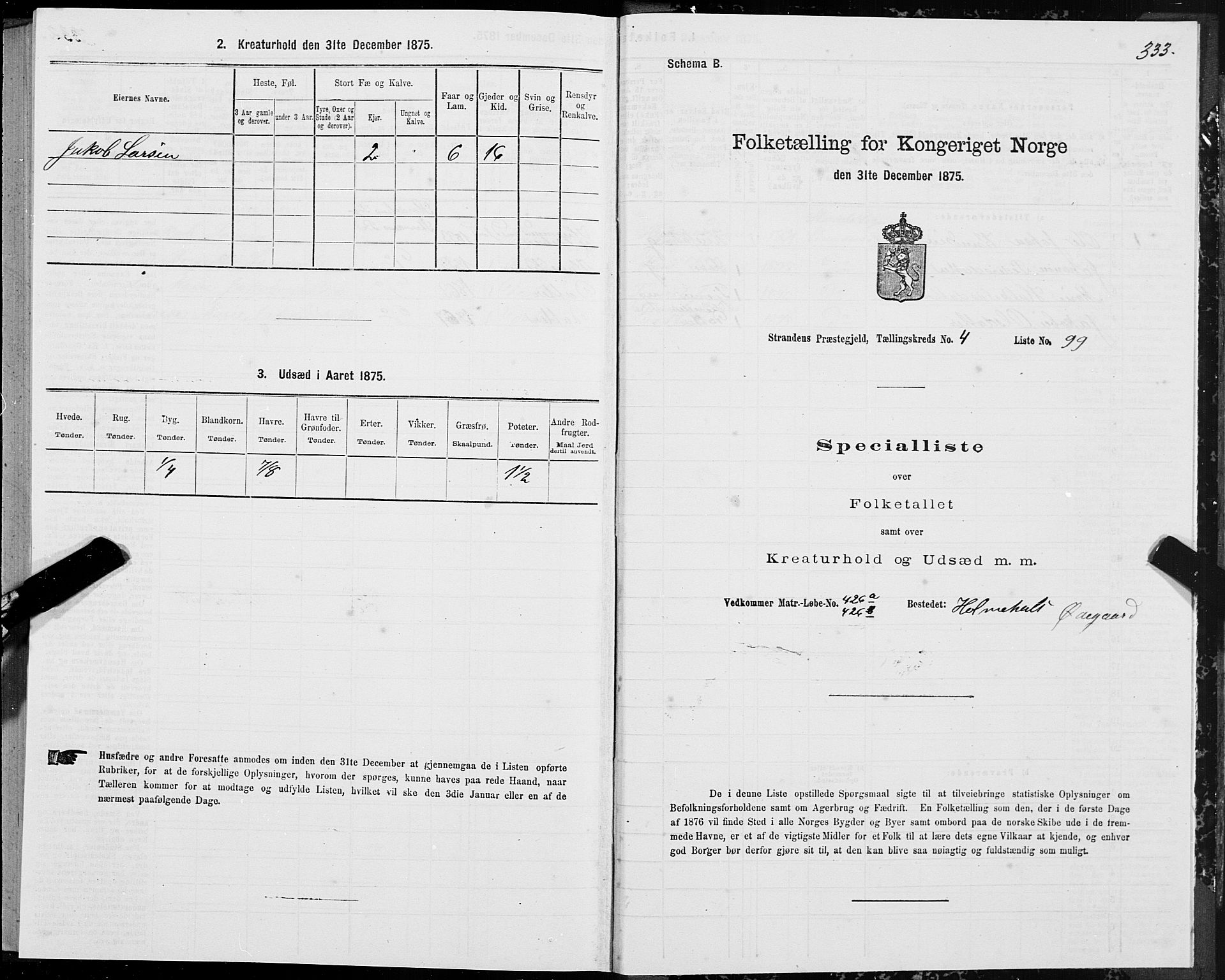 SAT, Folketelling 1875 for 1525P Stranda prestegjeld, 1875, s. 2333