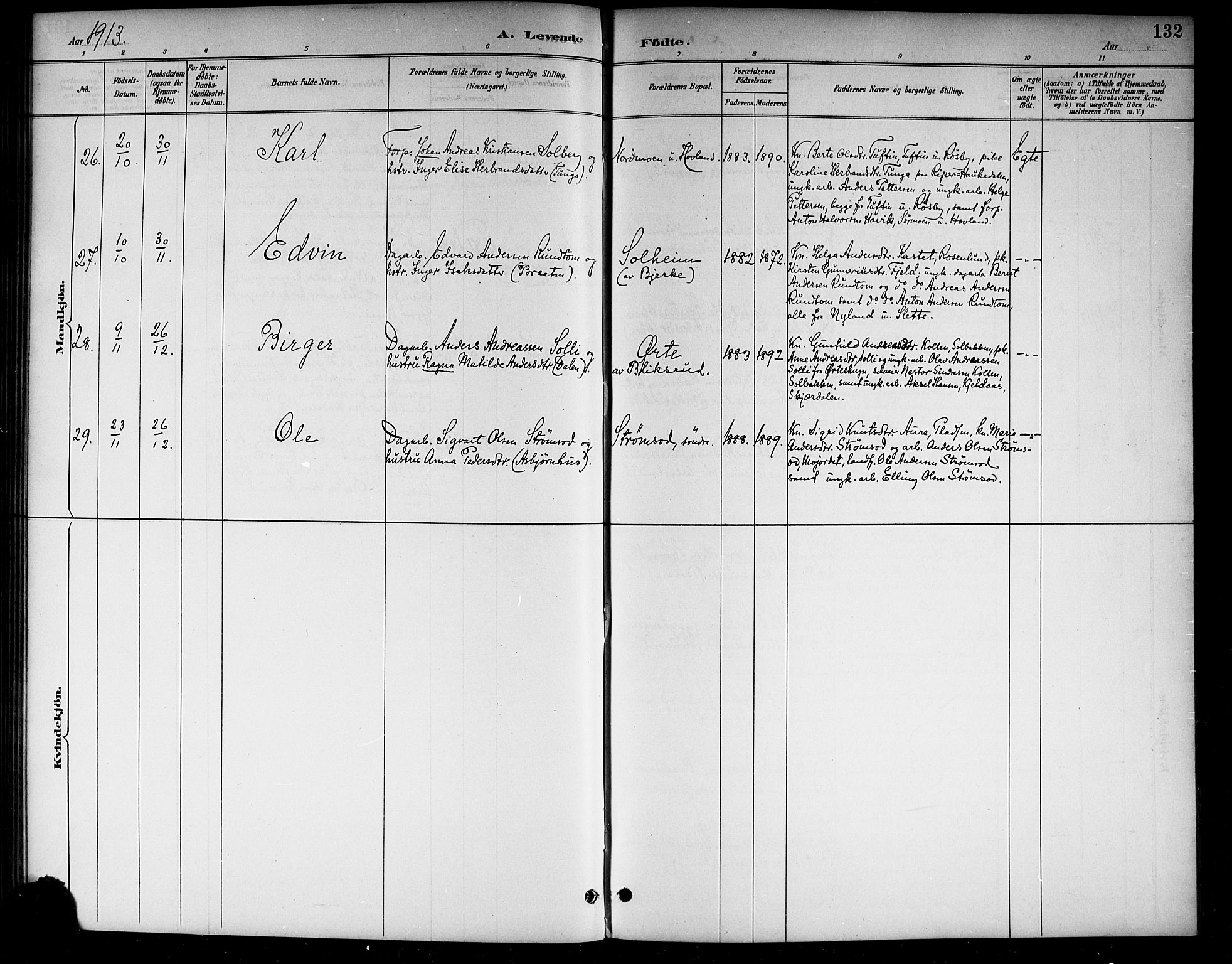 Lunder kirkebøker, AV/SAKO-A-629/G/Ga/L0004: Klokkerbok nr. I 4, 1889-1917, s. 132