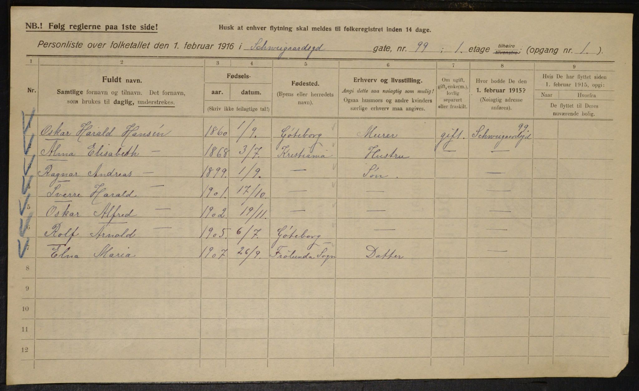 OBA, Kommunal folketelling 1.2.1916 for Kristiania, 1916, s. 94830