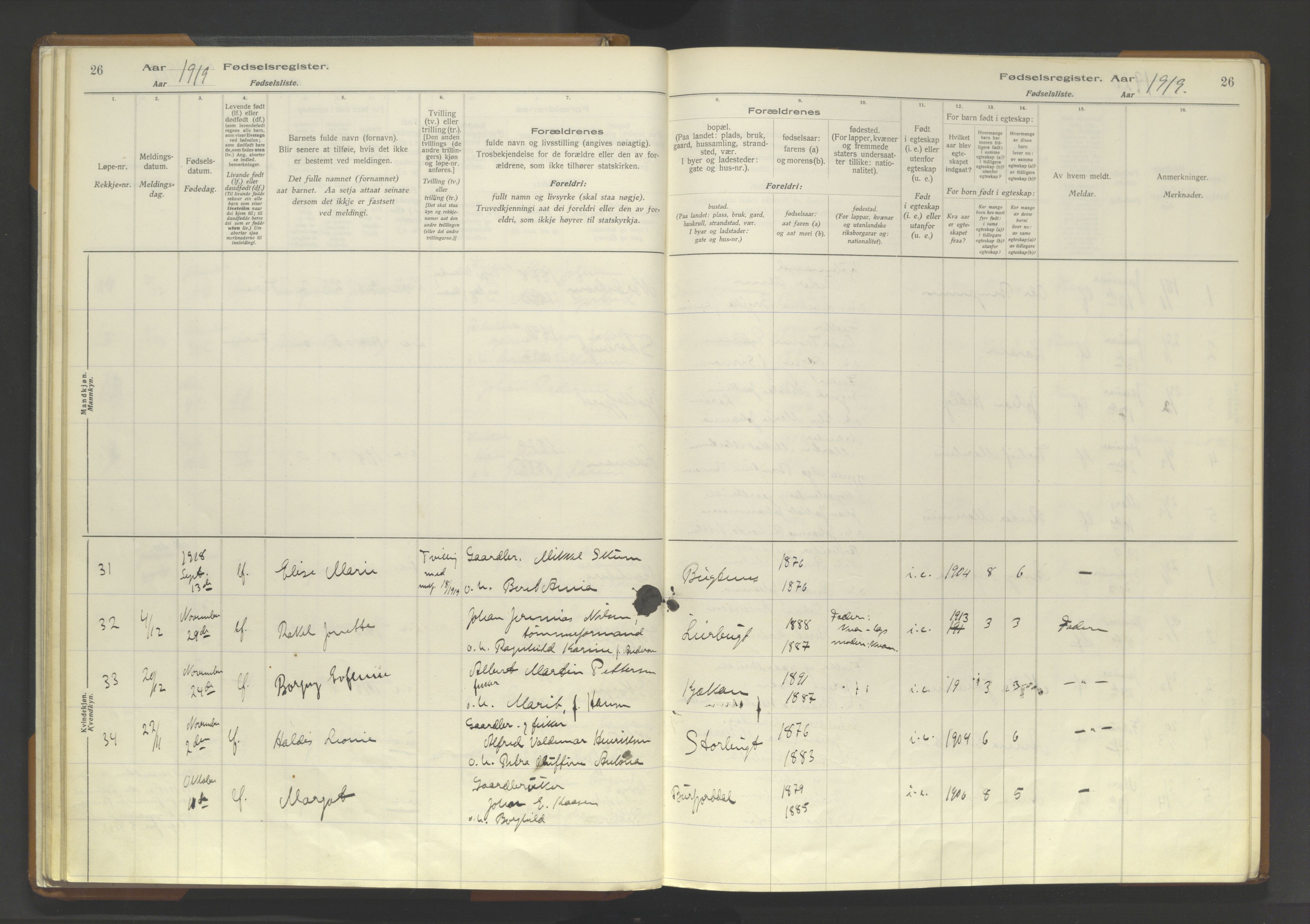 Skjervøy sokneprestkontor, AV/SATØ-S-1300/I/Ia/L0062: Fødselsregister nr. 62, 1916-1950, s. 26