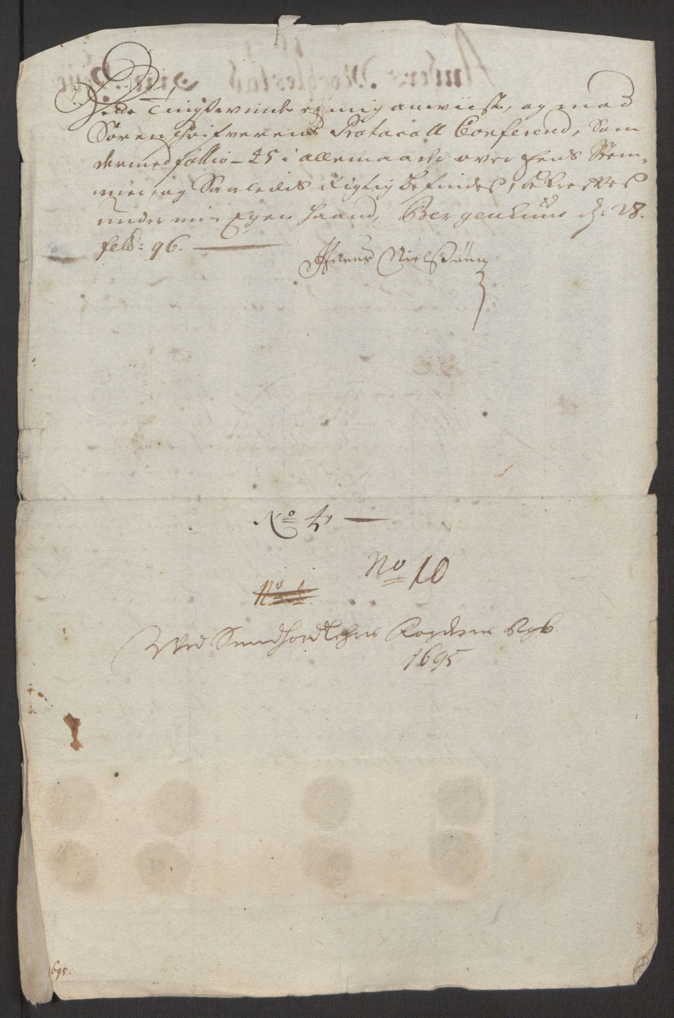 Rentekammeret inntil 1814, Reviderte regnskaper, Fogderegnskap, AV/RA-EA-4092/R48/L2976: Fogderegnskap Sunnhordland og Hardanger, 1695-1696, s. 132