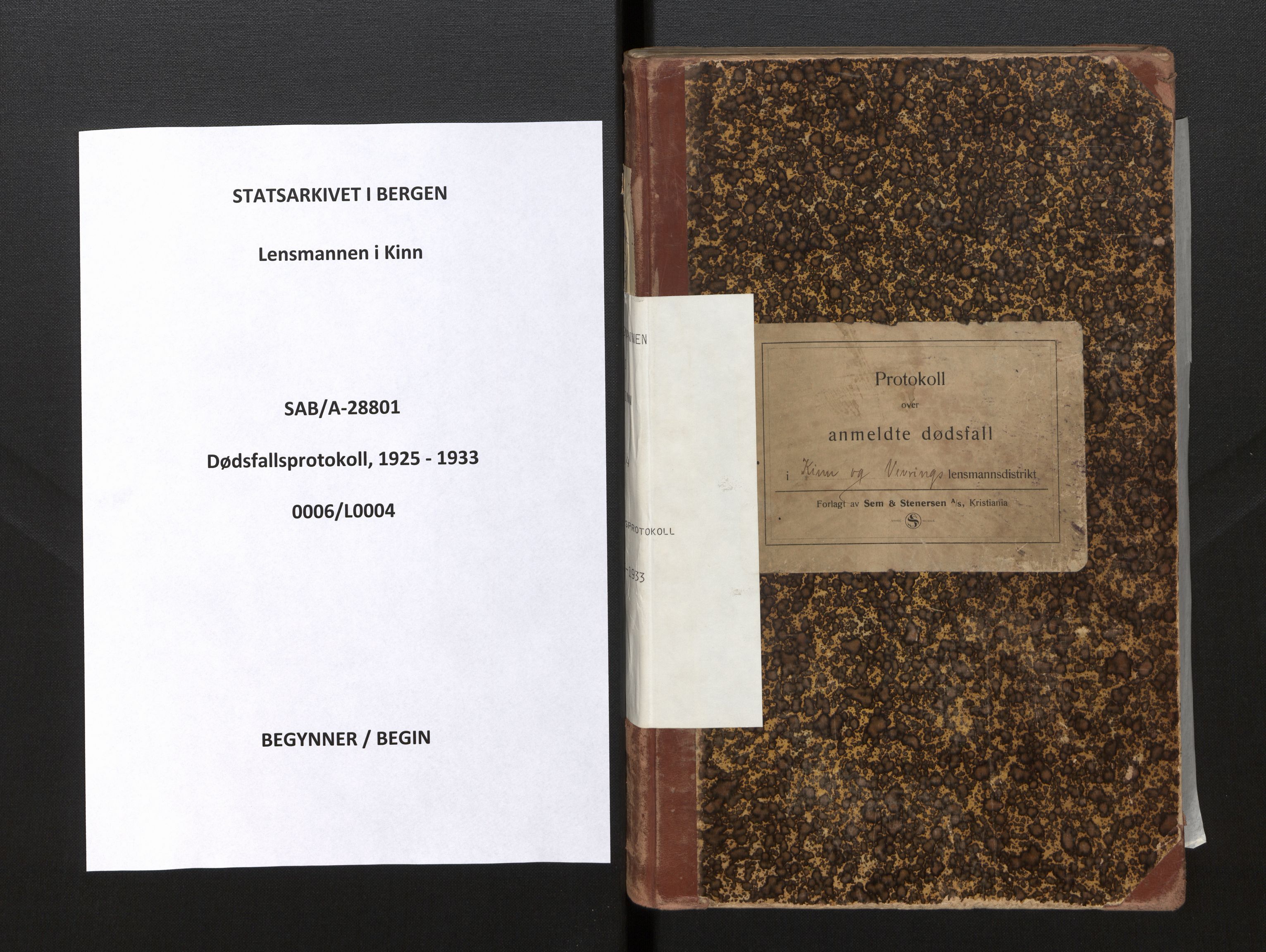 Lensmannen i Kinn, SAB/A-28801/0006/L0004: Dødsfallprotokoll, 1925-1933