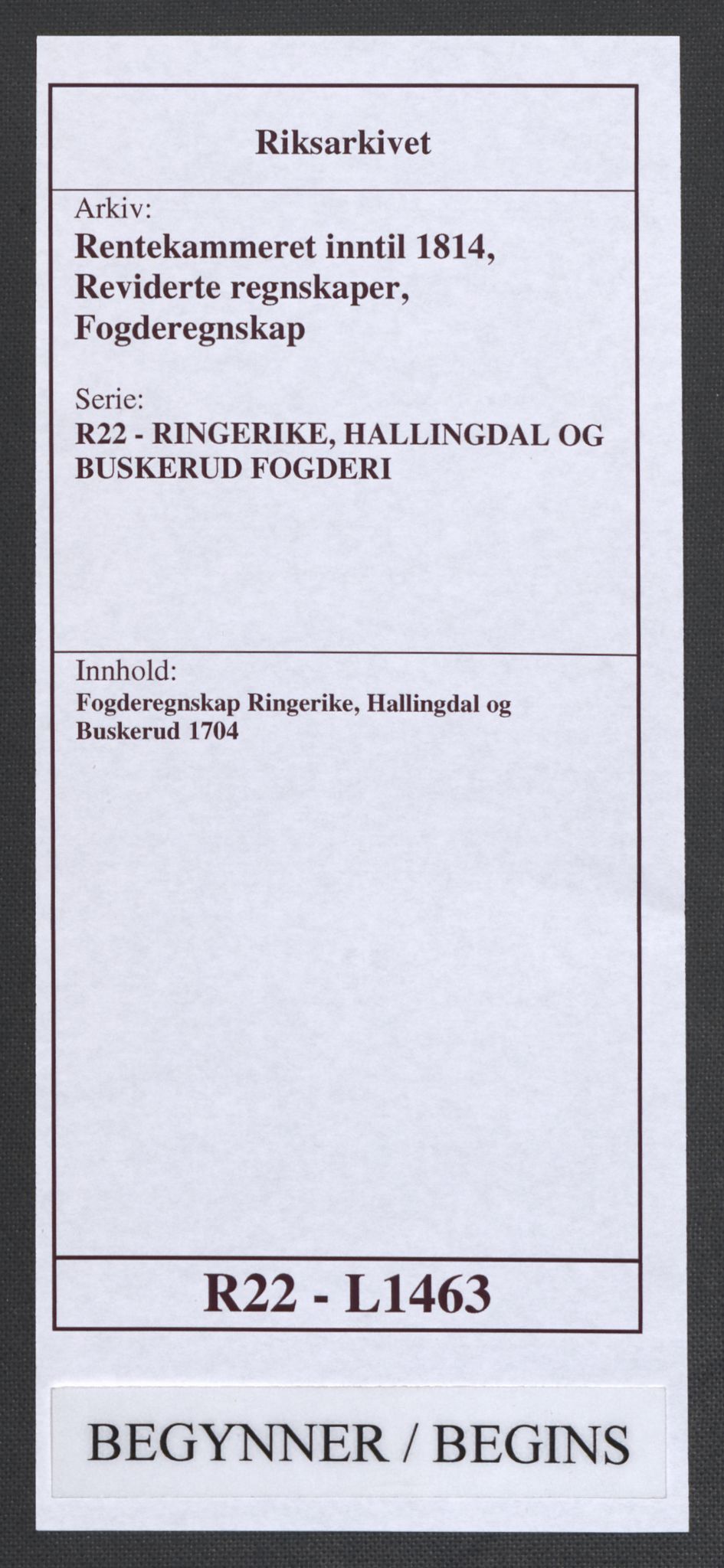 Rentekammeret inntil 1814, Reviderte regnskaper, Fogderegnskap, AV/RA-EA-4092/R22/L1463: Fogderegnskap Ringerike, Hallingdal og Buskerud, 1704, s. 1