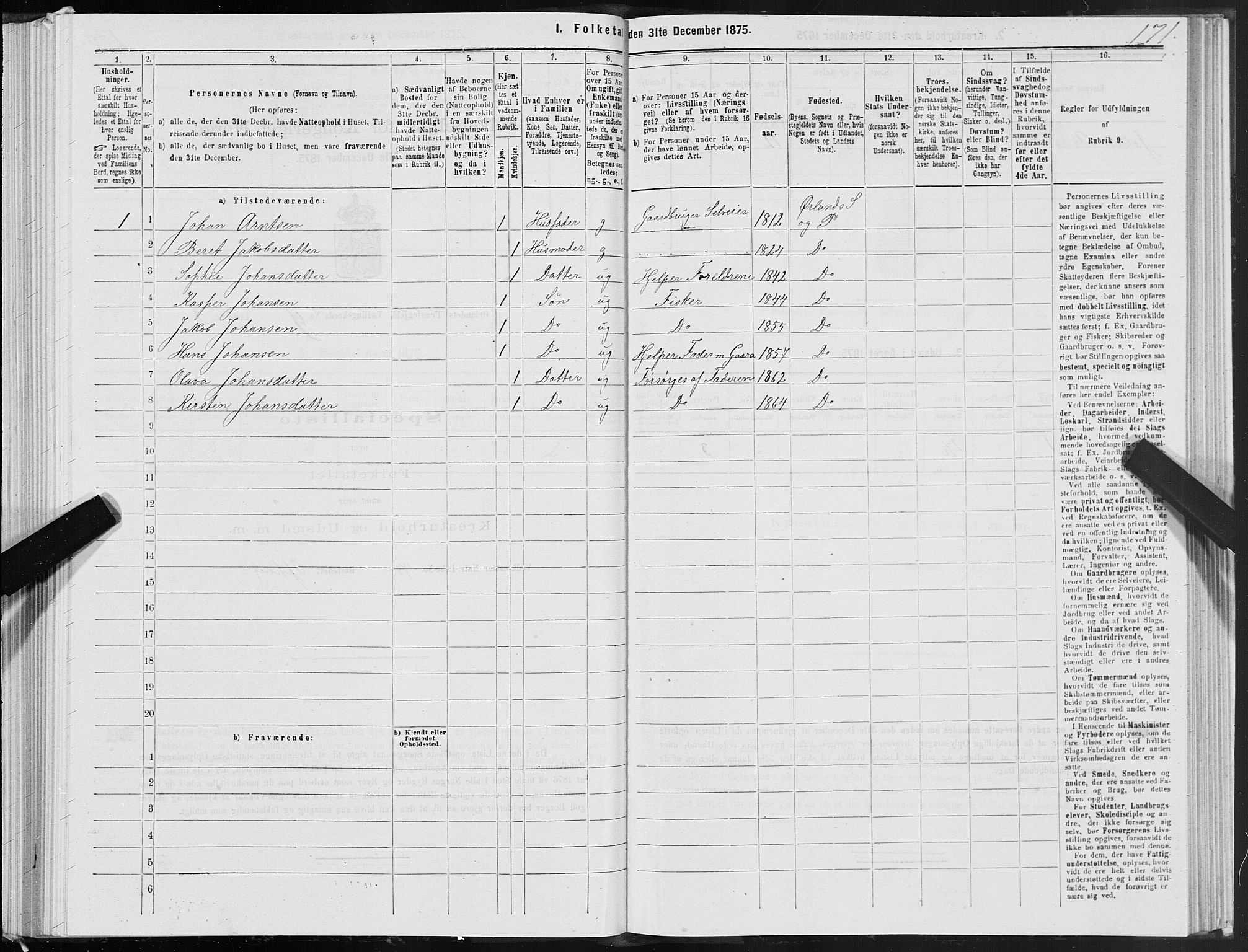 SAT, Folketelling 1875 for 1621P Ørland prestegjeld, 1875, s. 6171