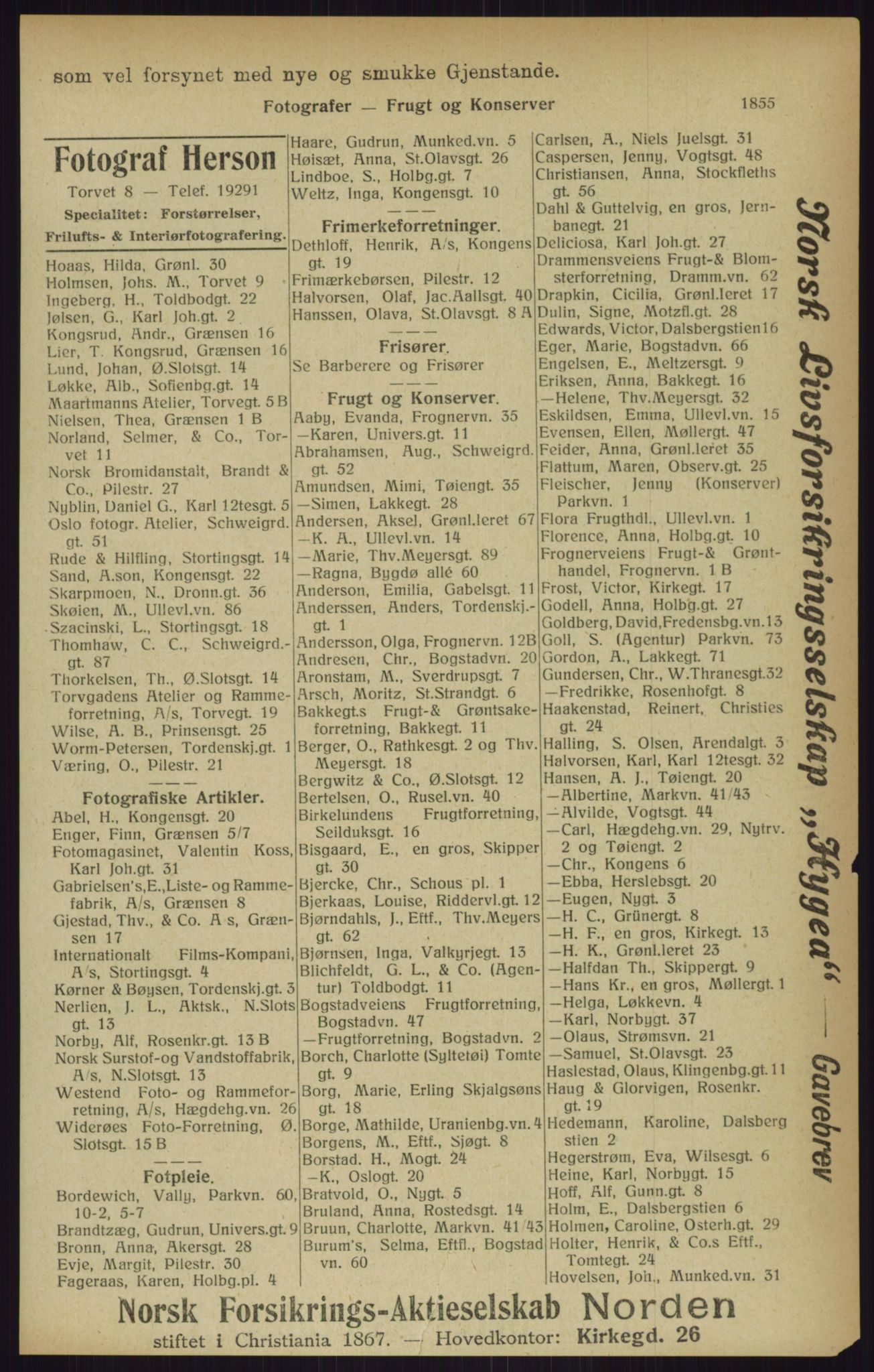 Kristiania/Oslo adressebok, PUBL/-, 1916, s. 1855