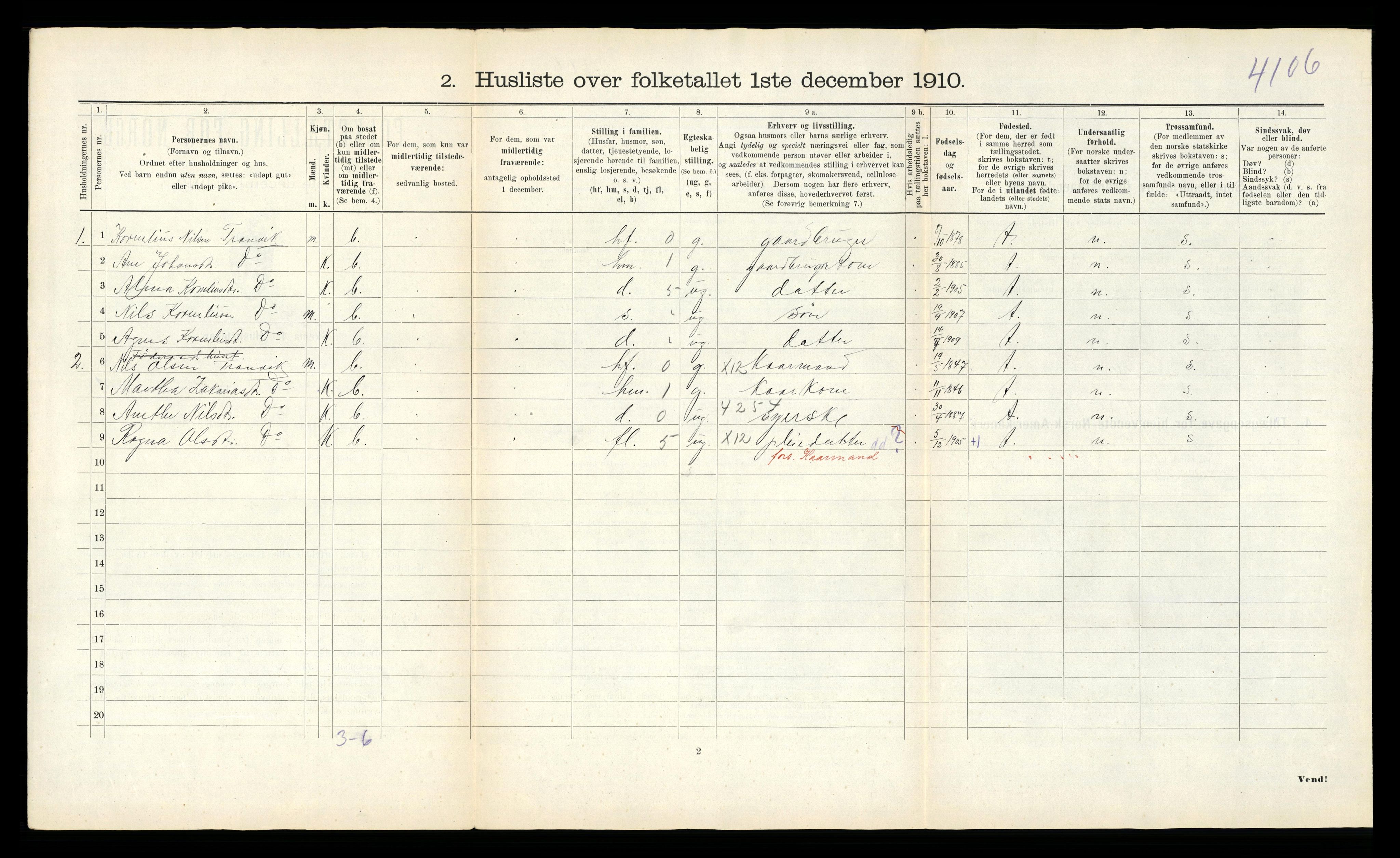 RA, Folketelling 1910 for 1718 Leksvik herred, 1910, s. 43