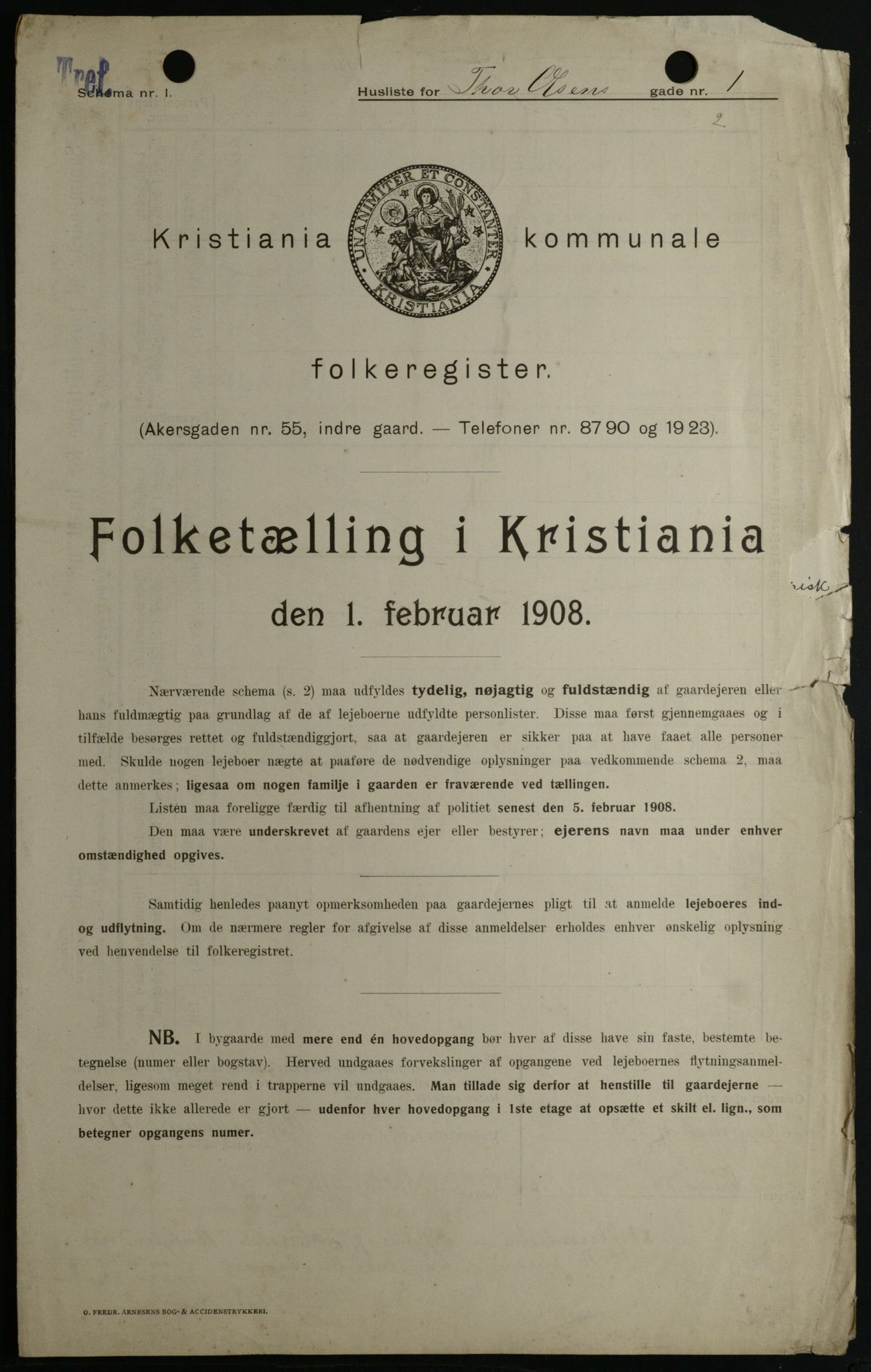 OBA, Kommunal folketelling 1.2.1908 for Kristiania kjøpstad, 1908, s. 98221