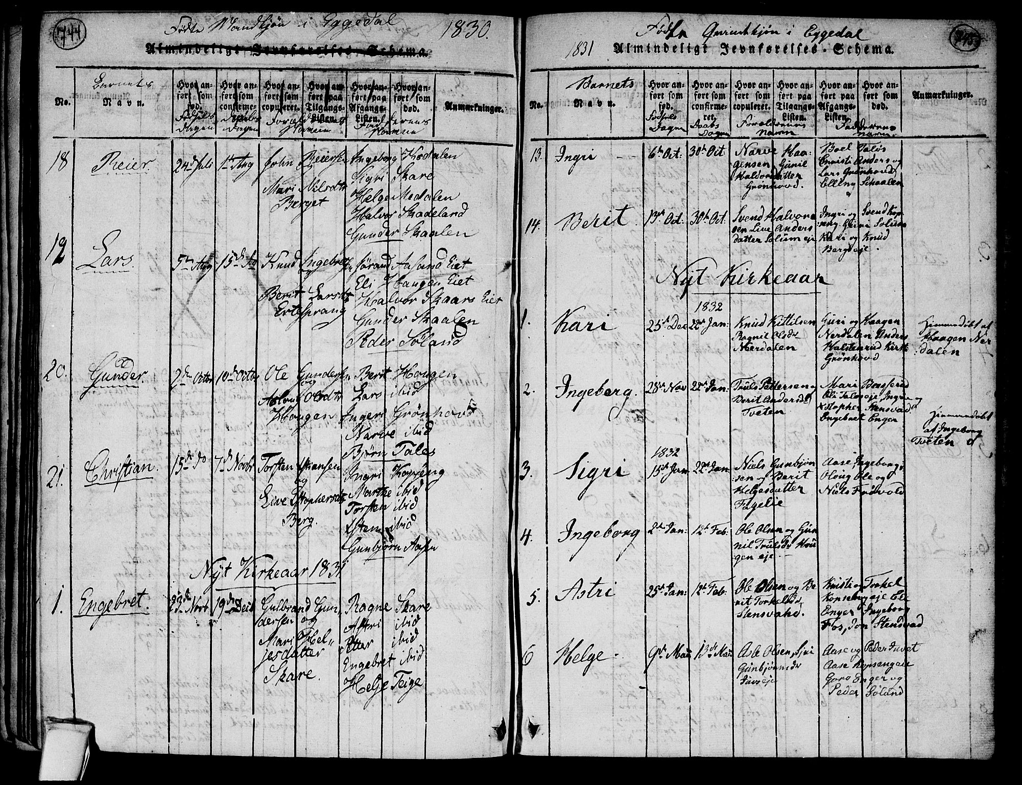 Sigdal kirkebøker, AV/SAKO-A-245/G/Ga/L0001: Klokkerbok nr. I 1 /2, 1816-1835, s. 744-745