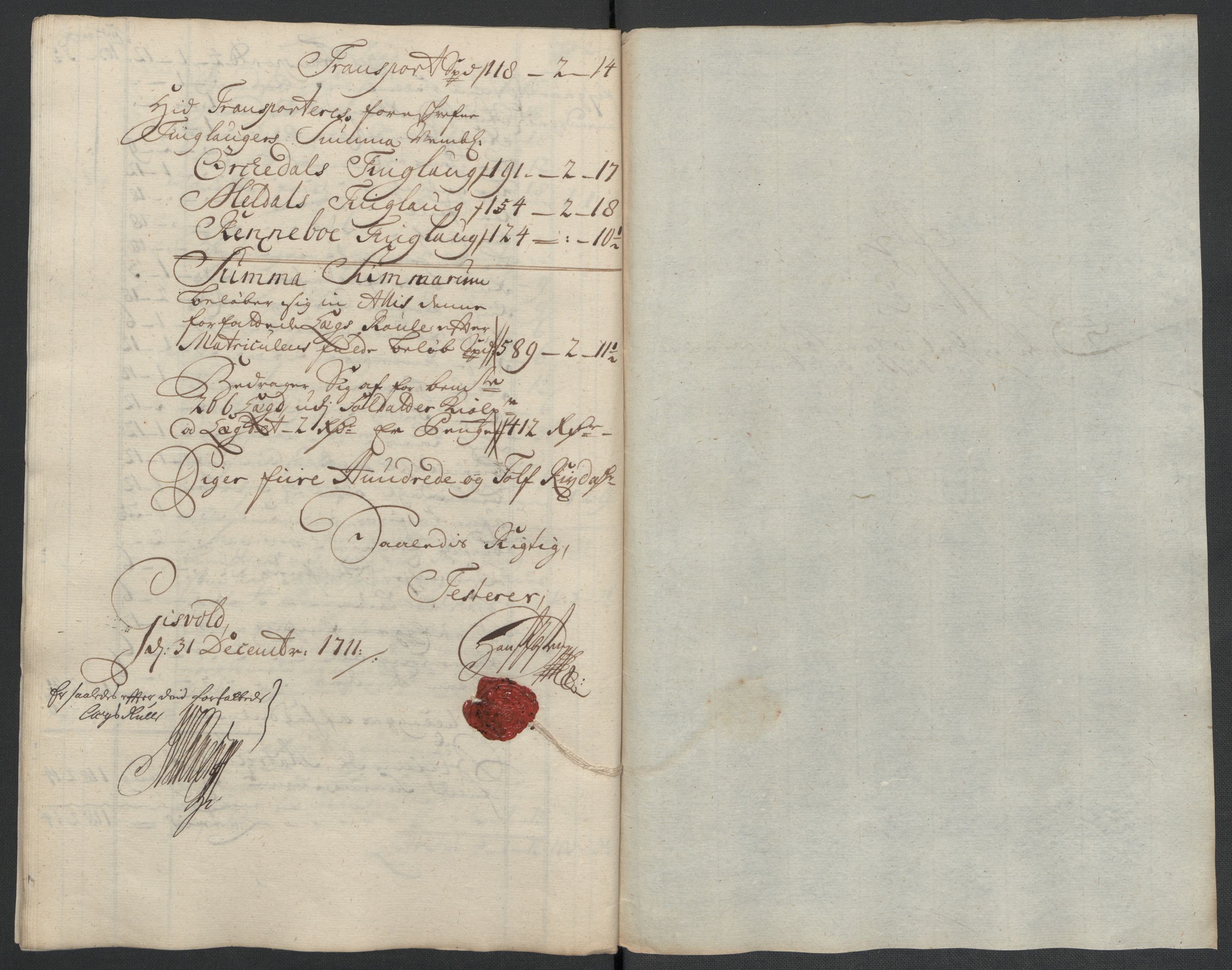 Rentekammeret inntil 1814, Reviderte regnskaper, Fogderegnskap, RA/EA-4092/R60/L3961: Fogderegnskap Orkdal og Gauldal, 1711, s. 115