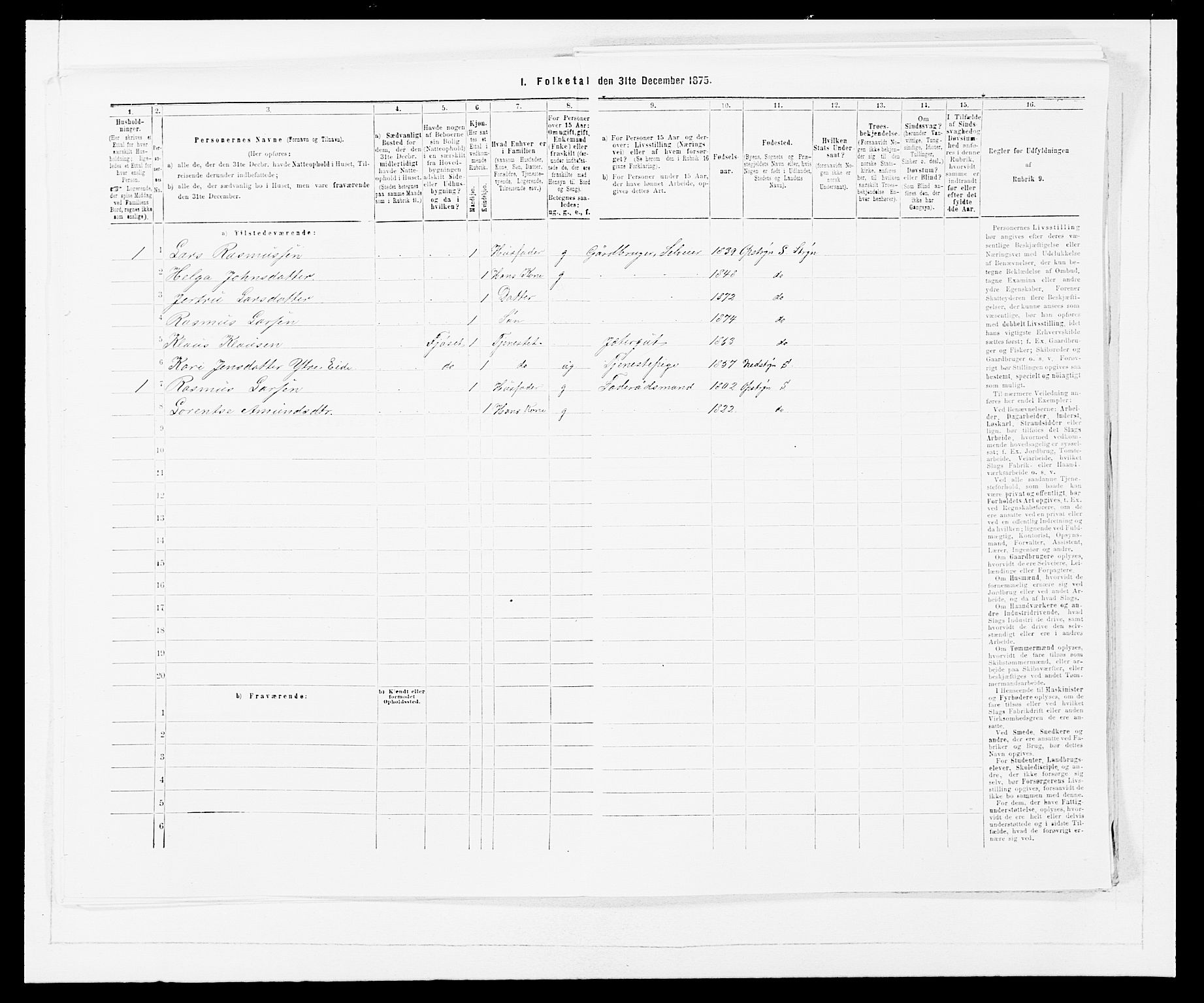 SAB, Folketelling 1875 for 1448P Stryn prestegjeld, 1875, s. 400