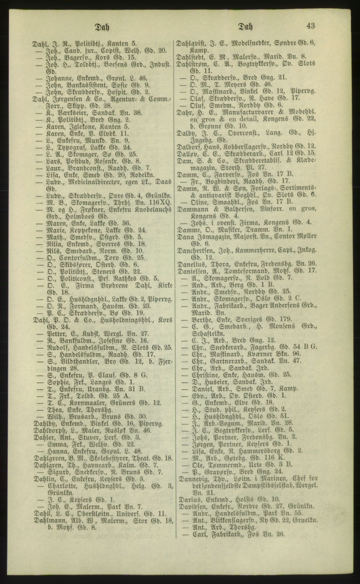 Kristiania/Oslo adressebok, PUBL/-, 1881, s. 43