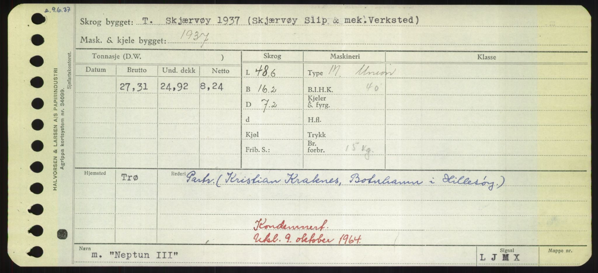 Sjøfartsdirektoratet med forløpere, Skipsmålingen, RA/S-1627/H/Hd/L0026: Fartøy, N-Norhol, s. 117