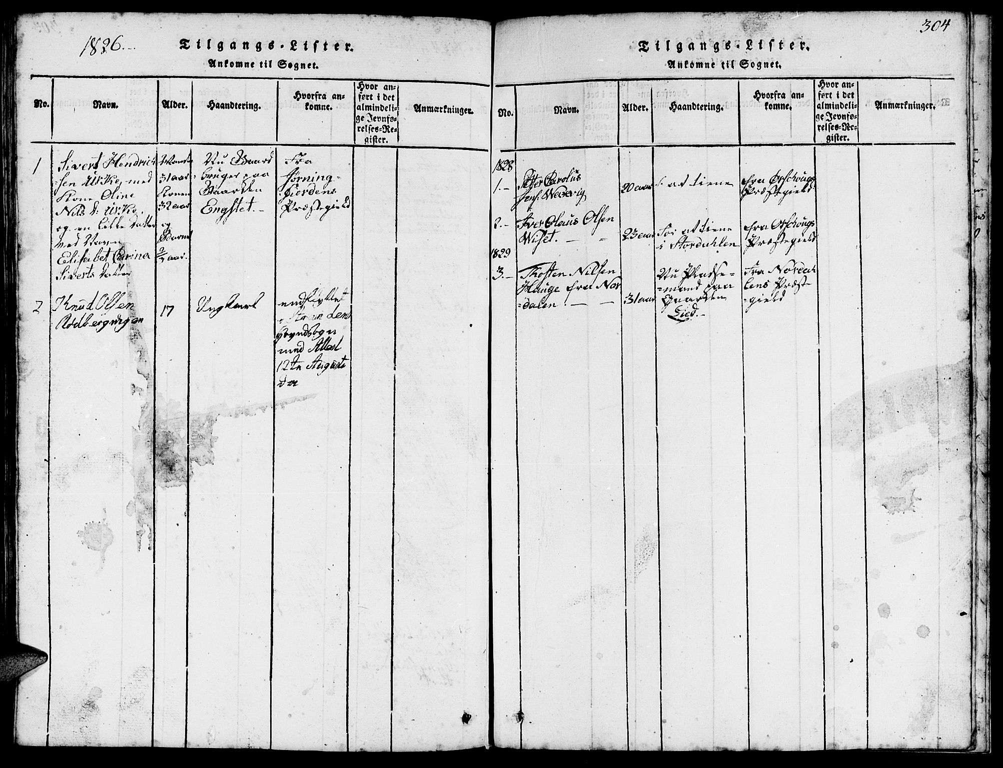 Ministerialprotokoller, klokkerbøker og fødselsregistre - Møre og Romsdal, SAT/A-1454/520/L0289: Klokkerbok nr. 520C01, 1817-1837, s. 304