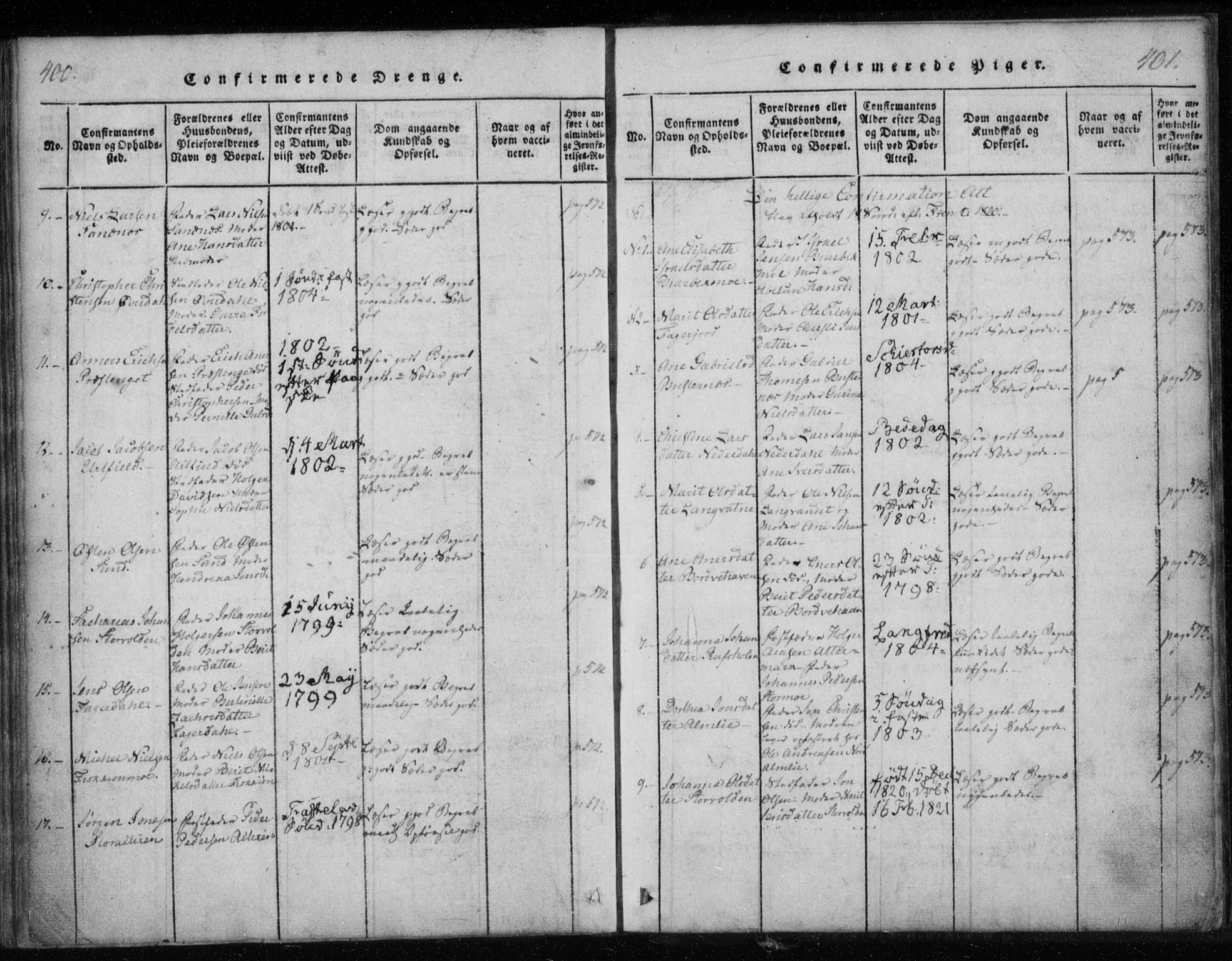 Ministerialprotokoller, klokkerbøker og fødselsregistre - Nordland, AV/SAT-A-1459/825/L0353: Ministerialbok nr. 825A07, 1820-1826, s. 400-401